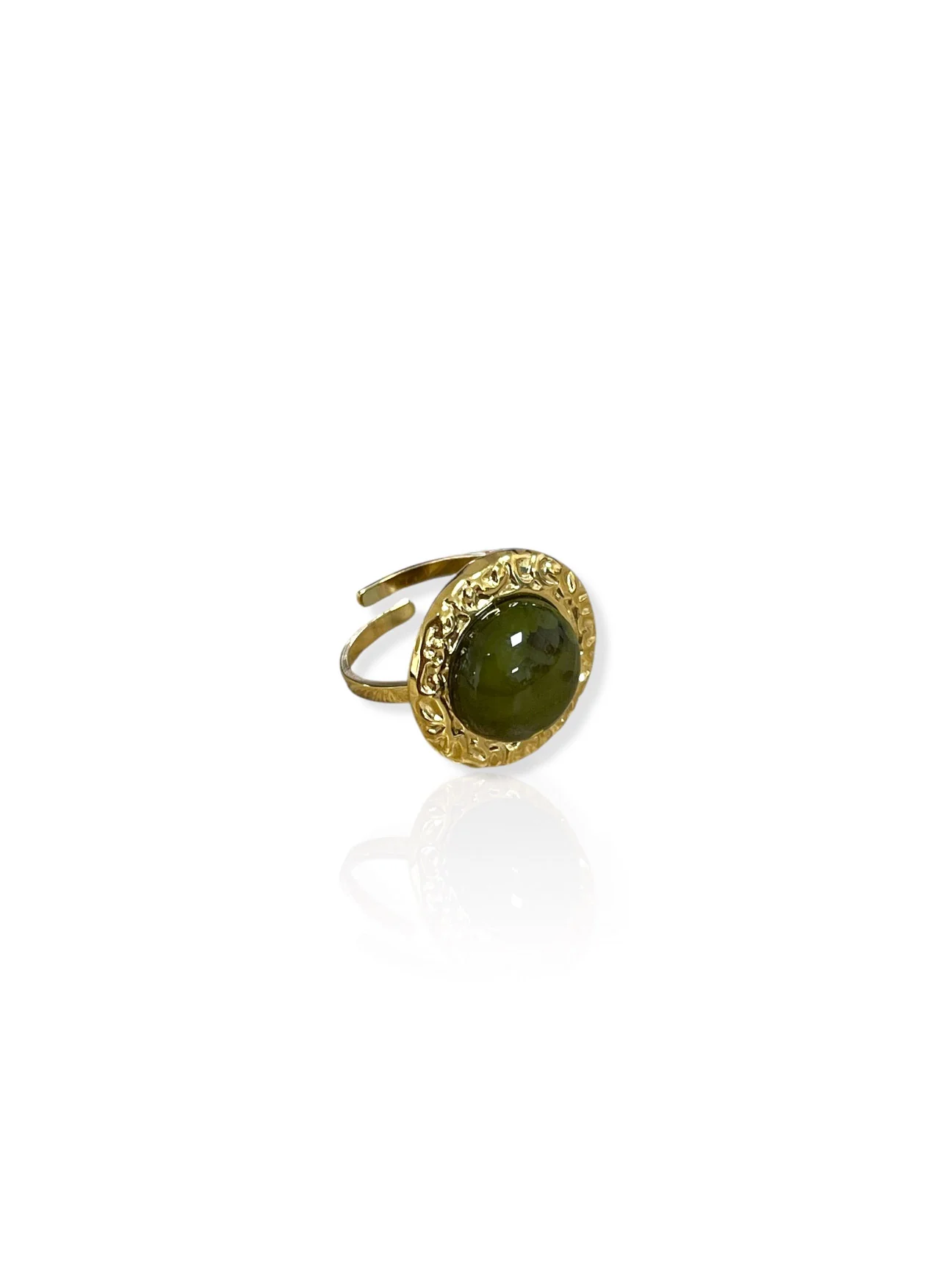 Anillo picado piedra verde