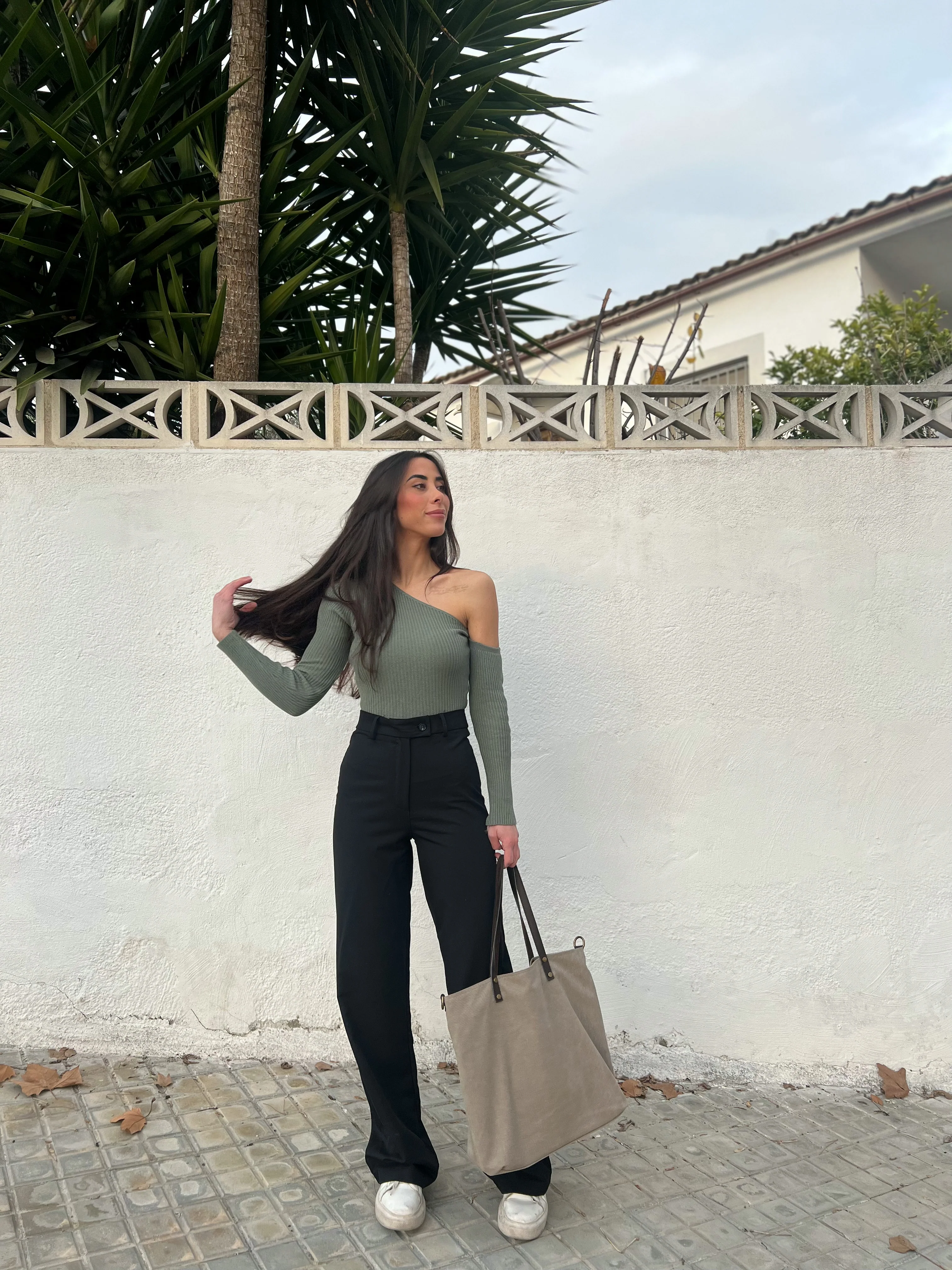 Bolso maxi nylon beige - Image 7