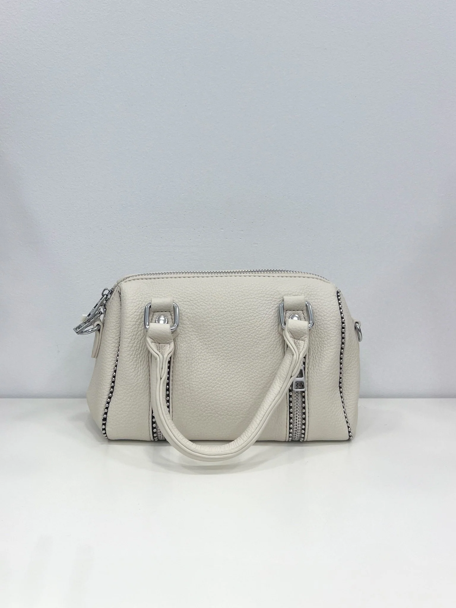 Bolso mini cremalleras beige - Image 2
