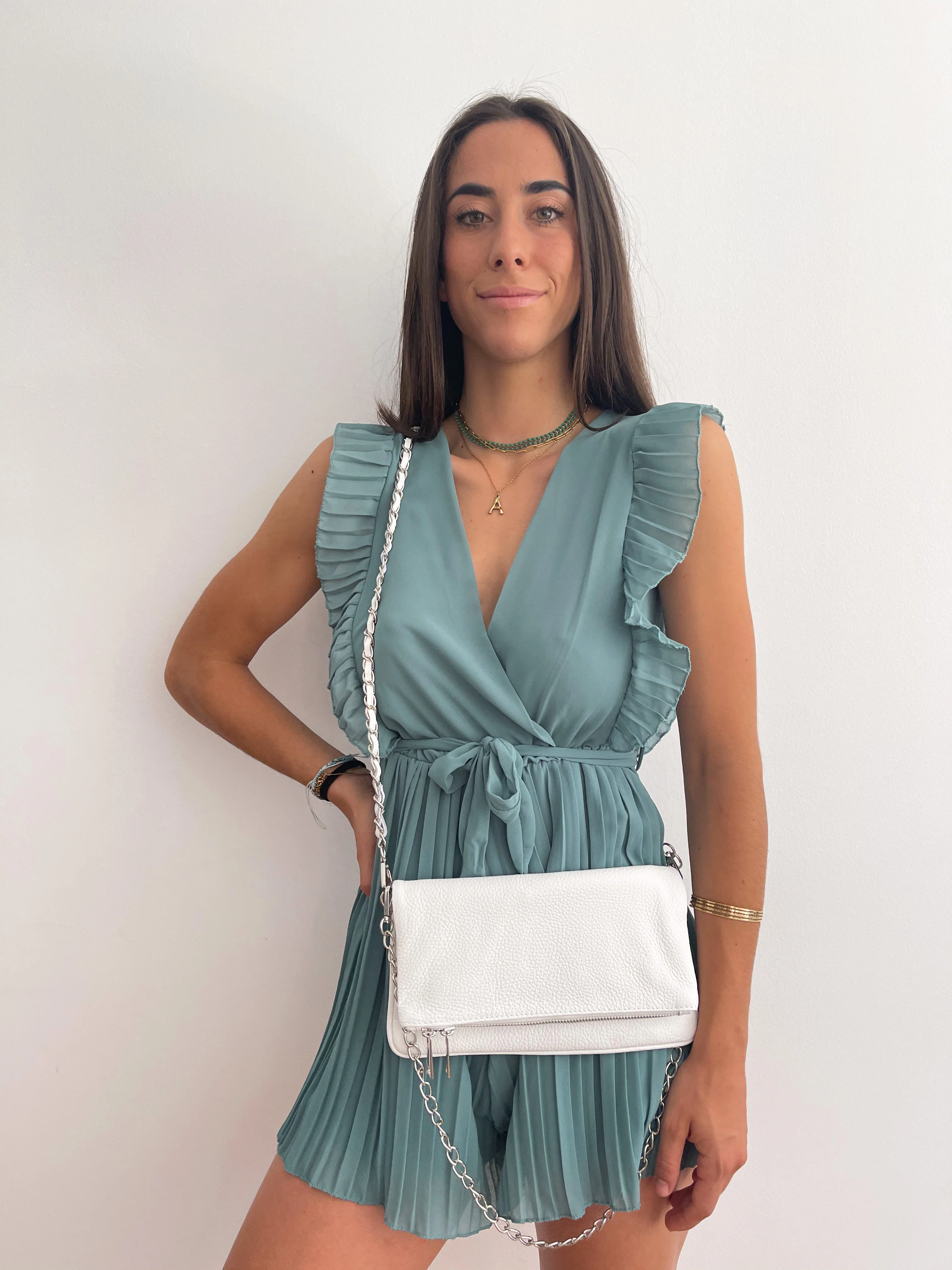 Bolso piel cadenas blanco - Image 3