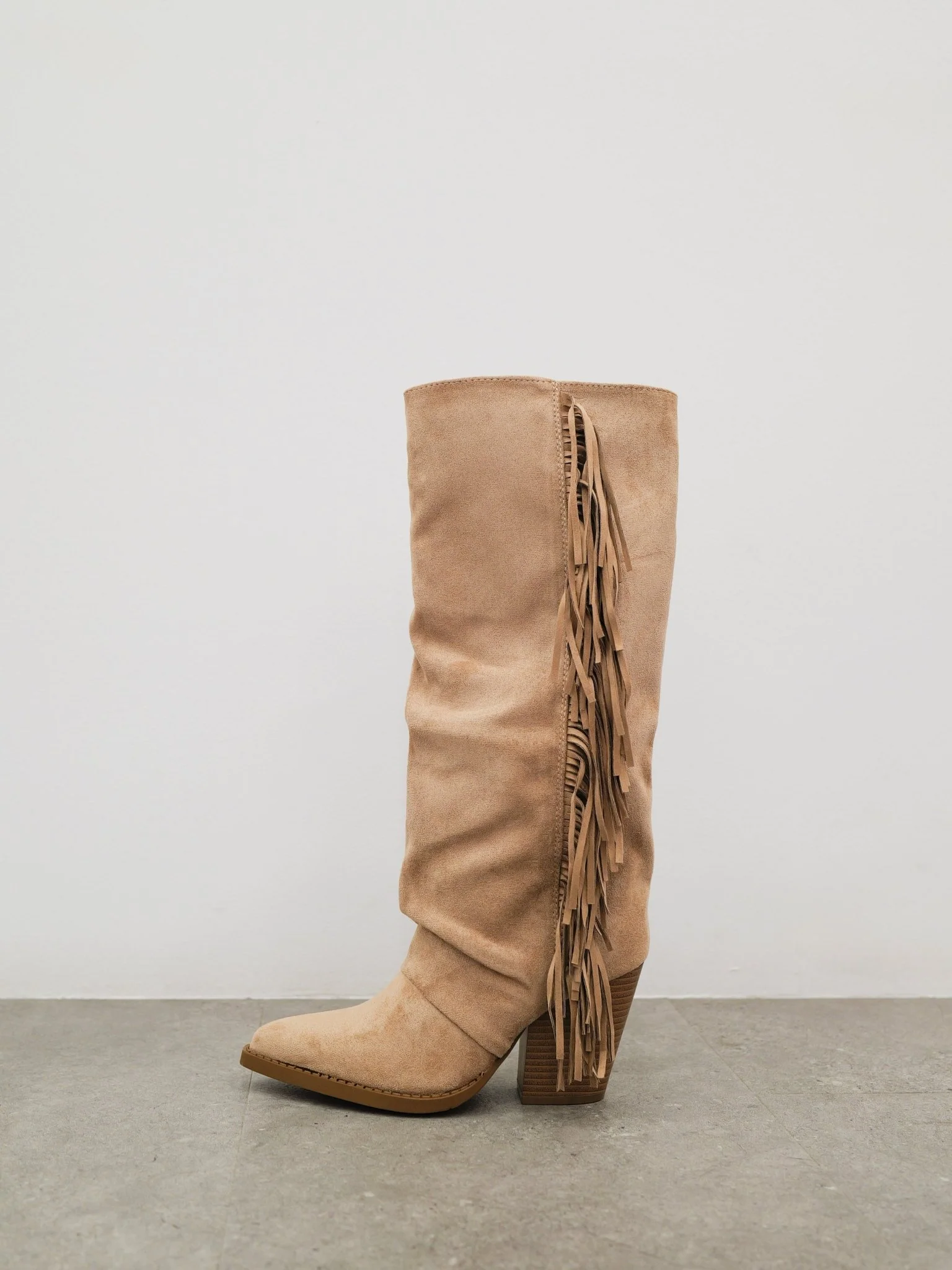 Botas cowboy flecos lateral beige - Image 3