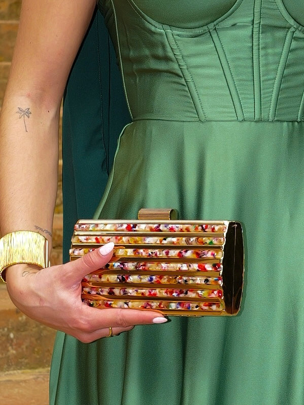 Clutch bandas colores dorado - Image 5