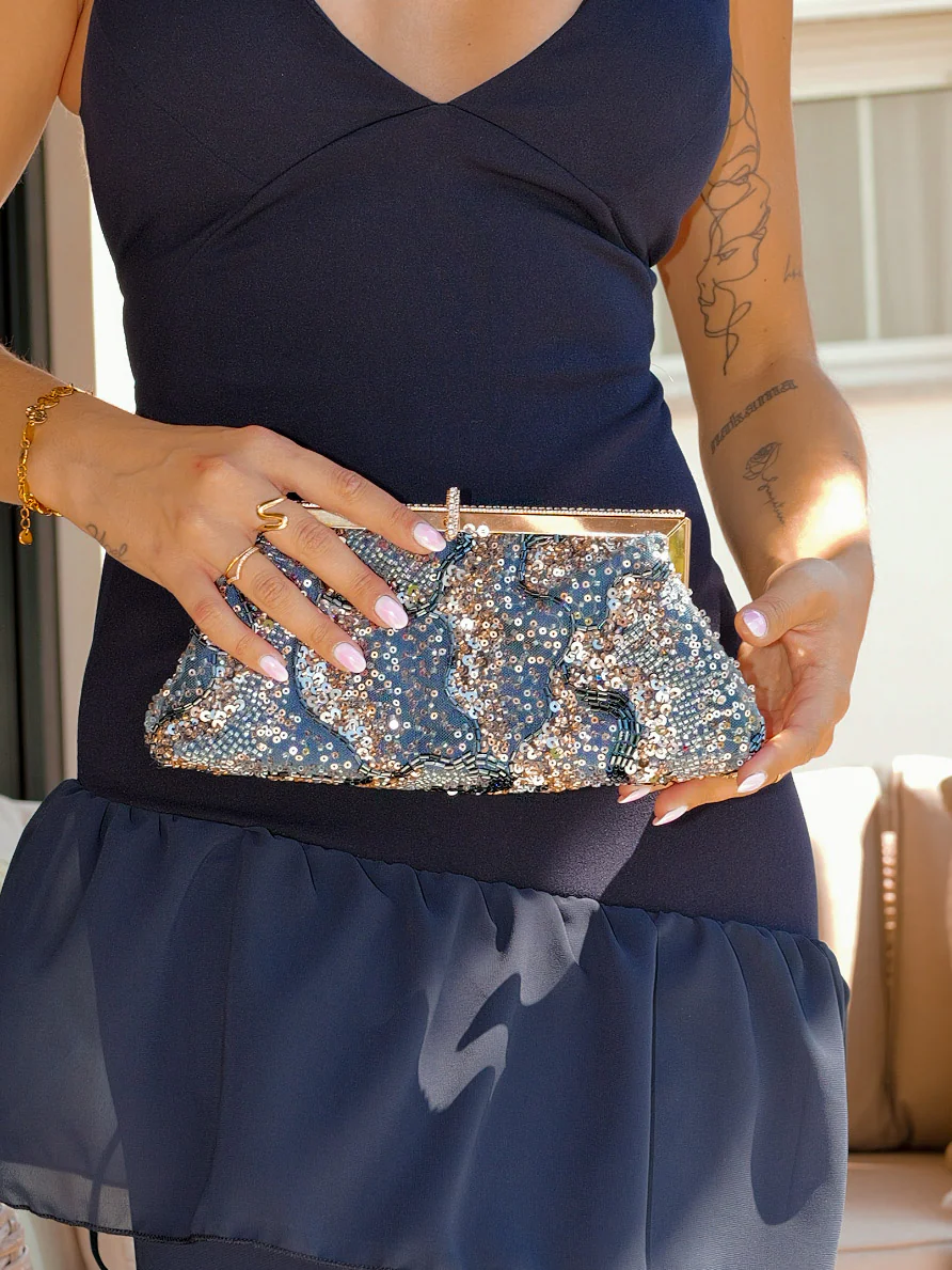 Clutch bombonera lentejuelas marino - Image 5