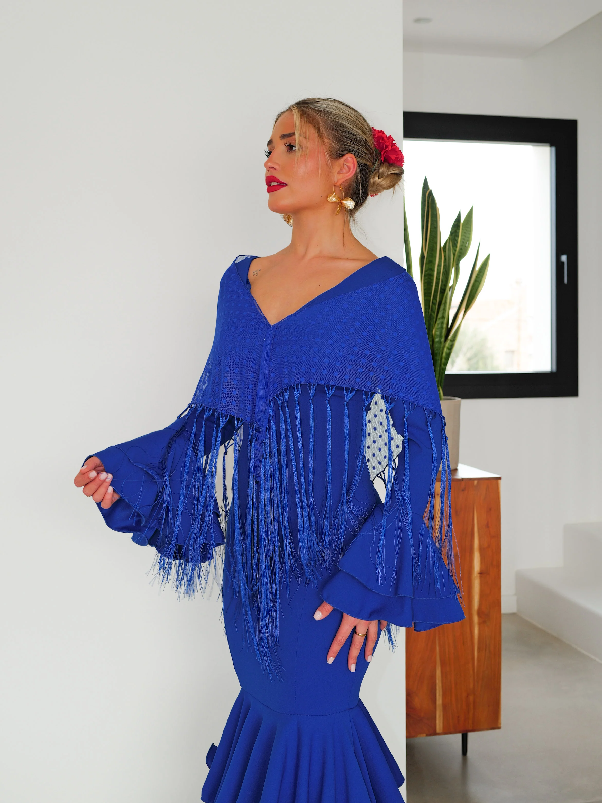 Mantón flamenca topos azul - Image 8
