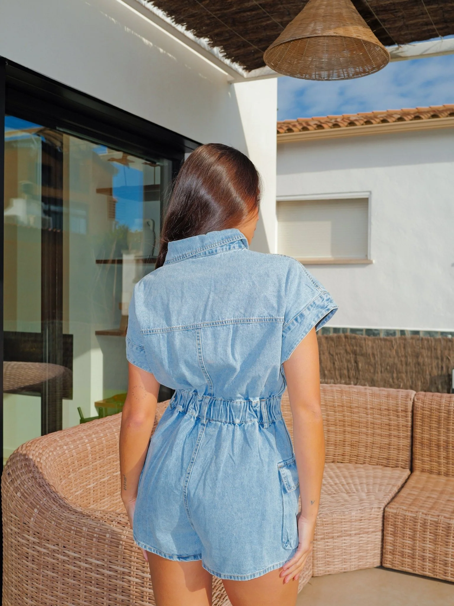Mono corto botones denim - Image 3