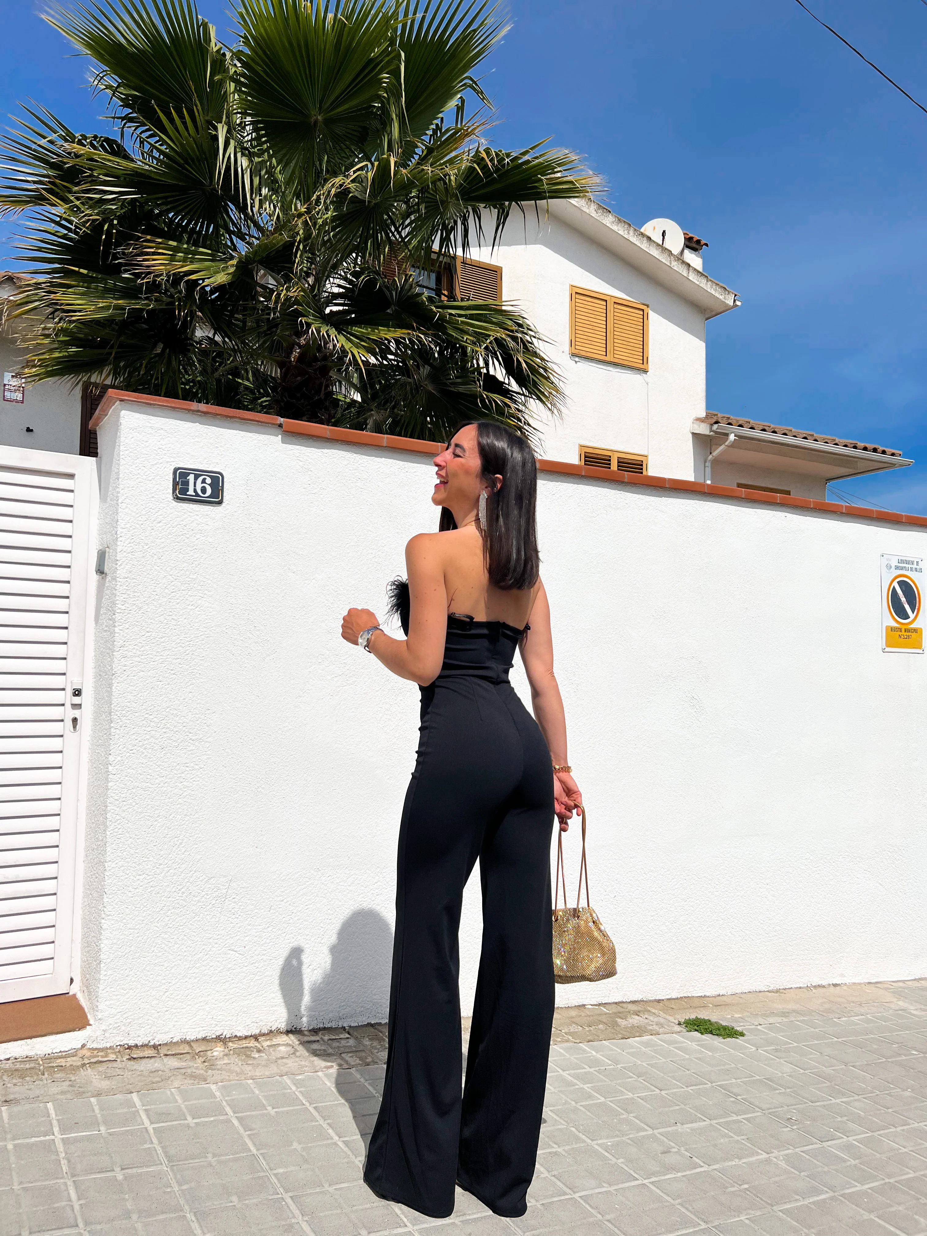 Mono largo plumas negro - Image 7