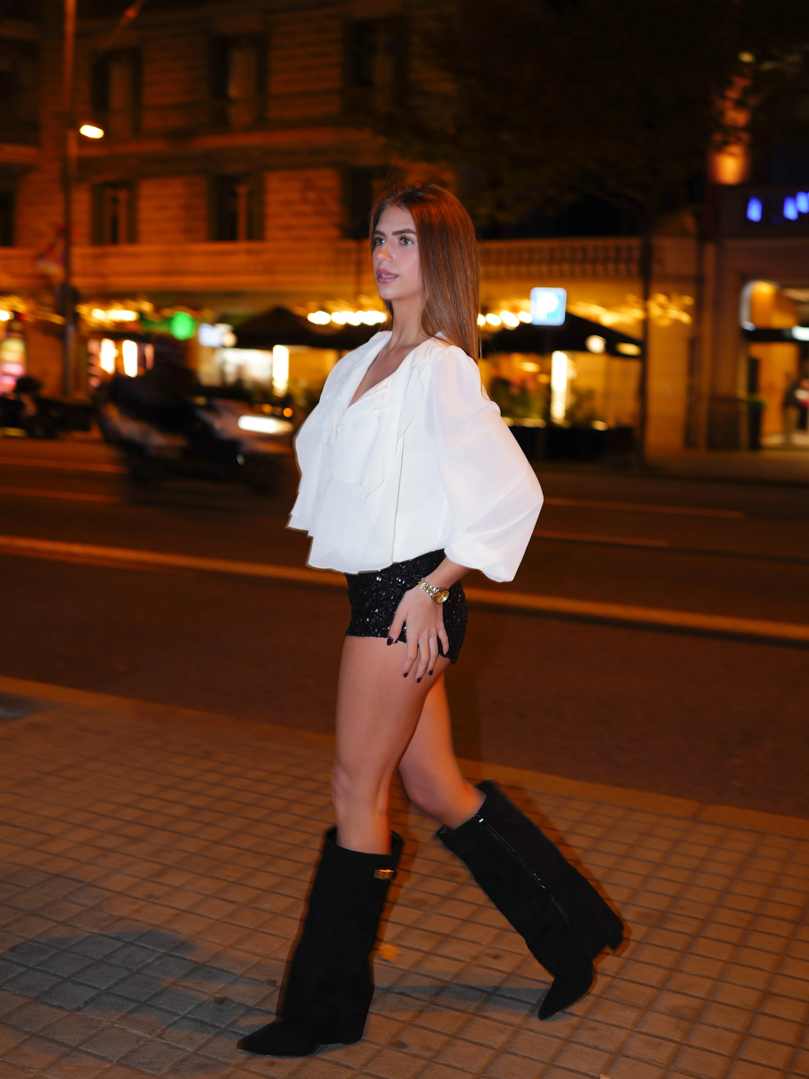 Pantalon corto glitter negro - Image 4