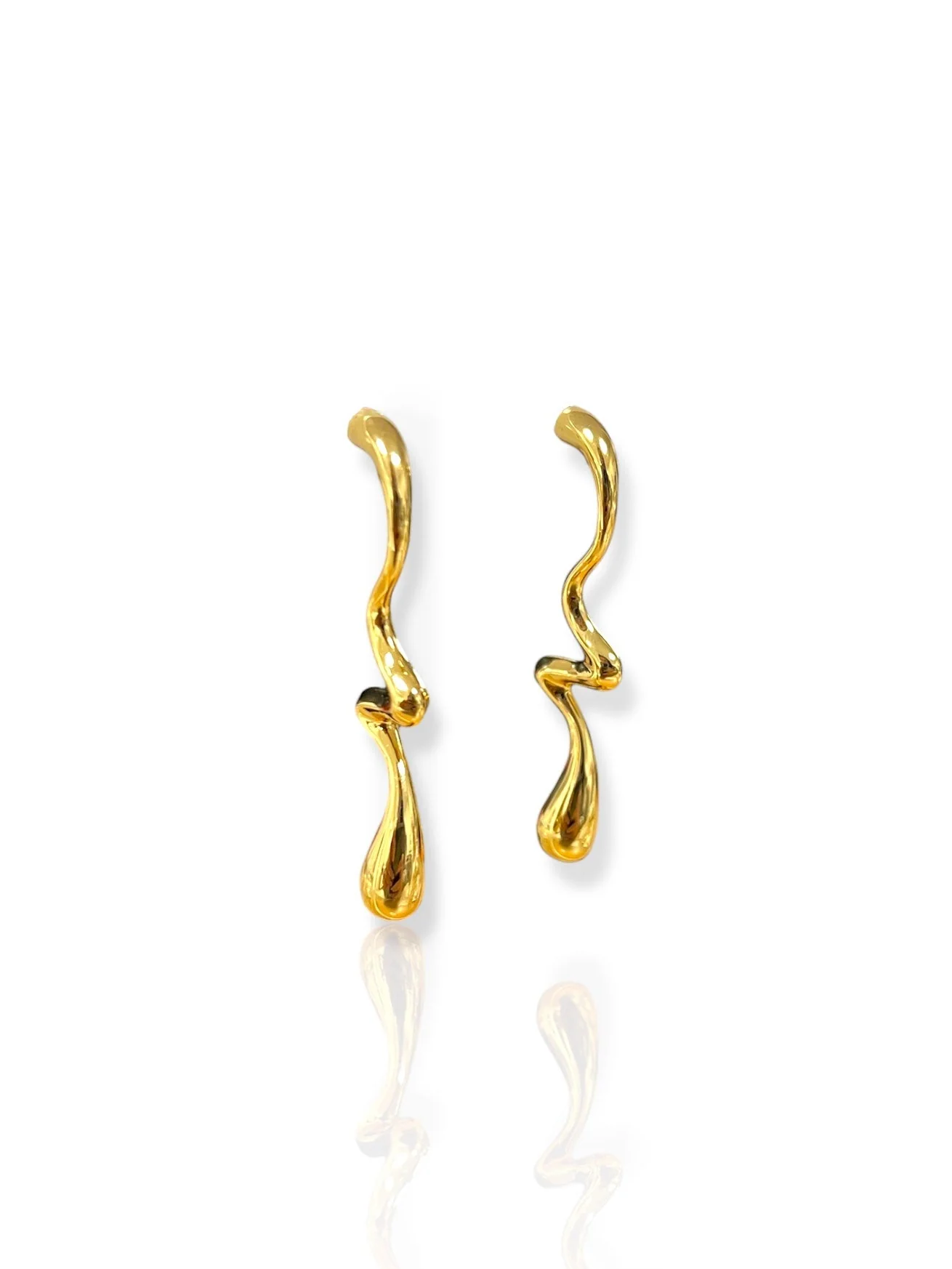 Pendientes gota asimetrica dorados - Image 2