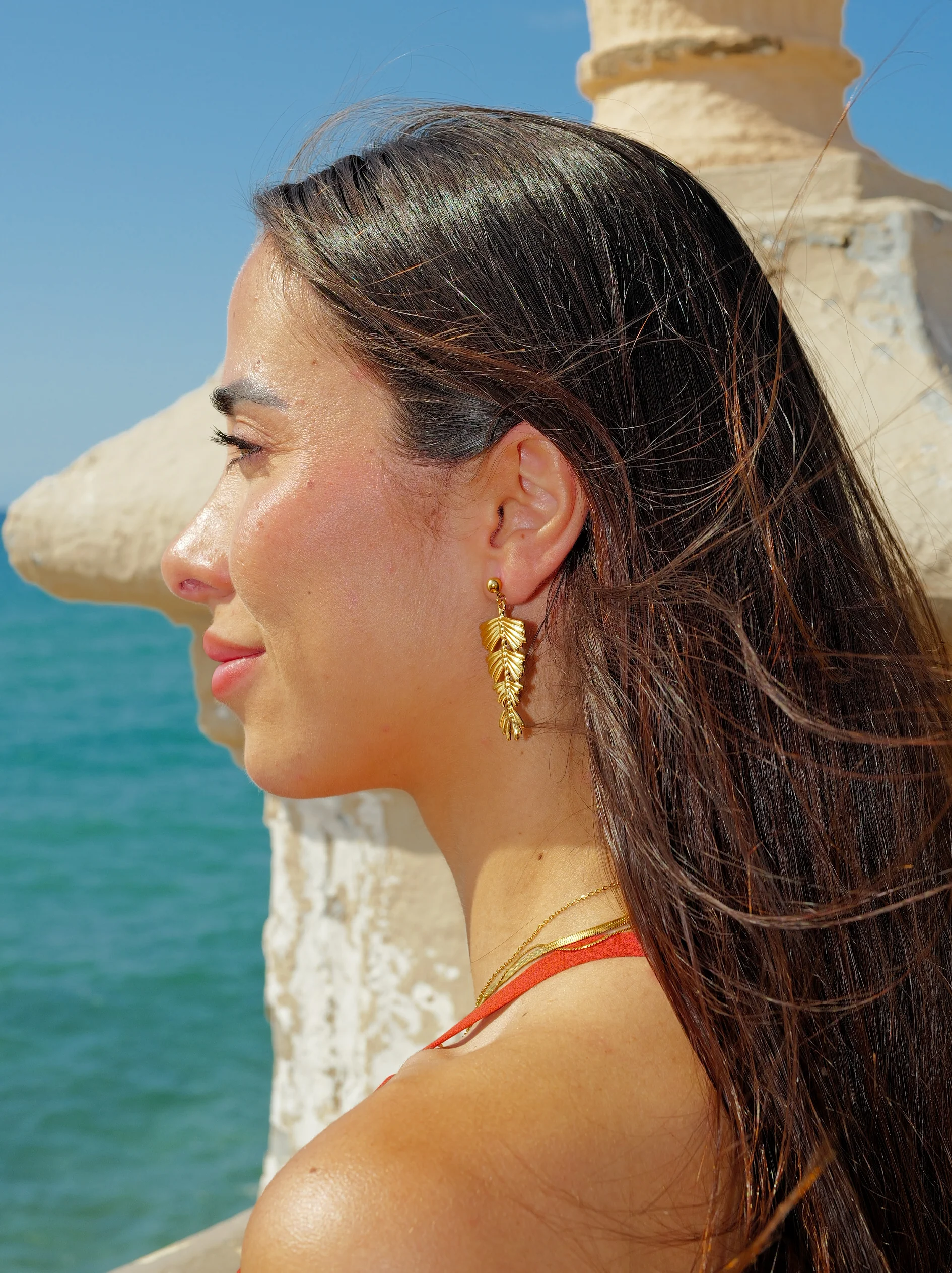 Pendientes palmera dorada - Image 3