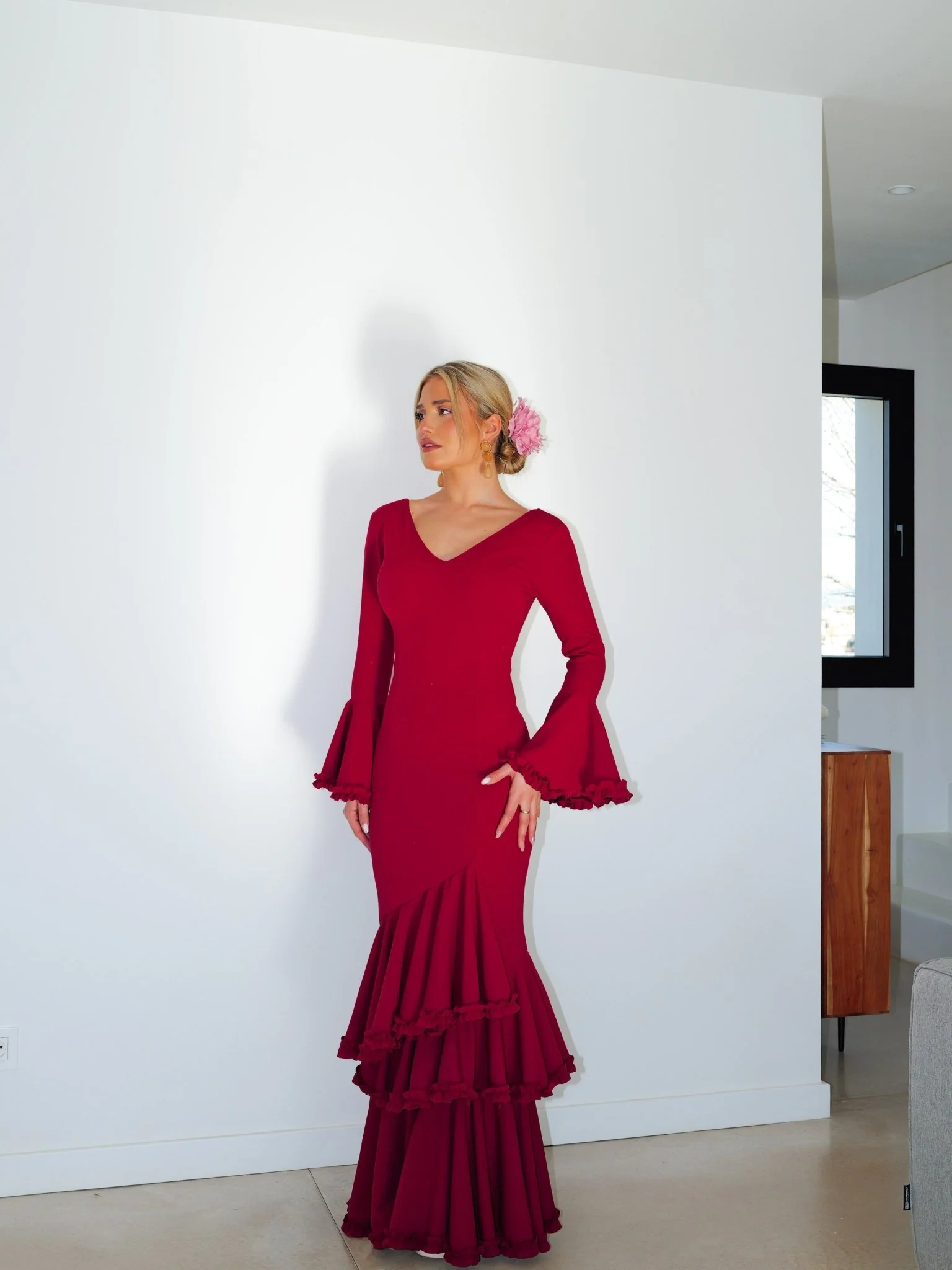 Traje flamenca asimétrico burdeos - Image 4