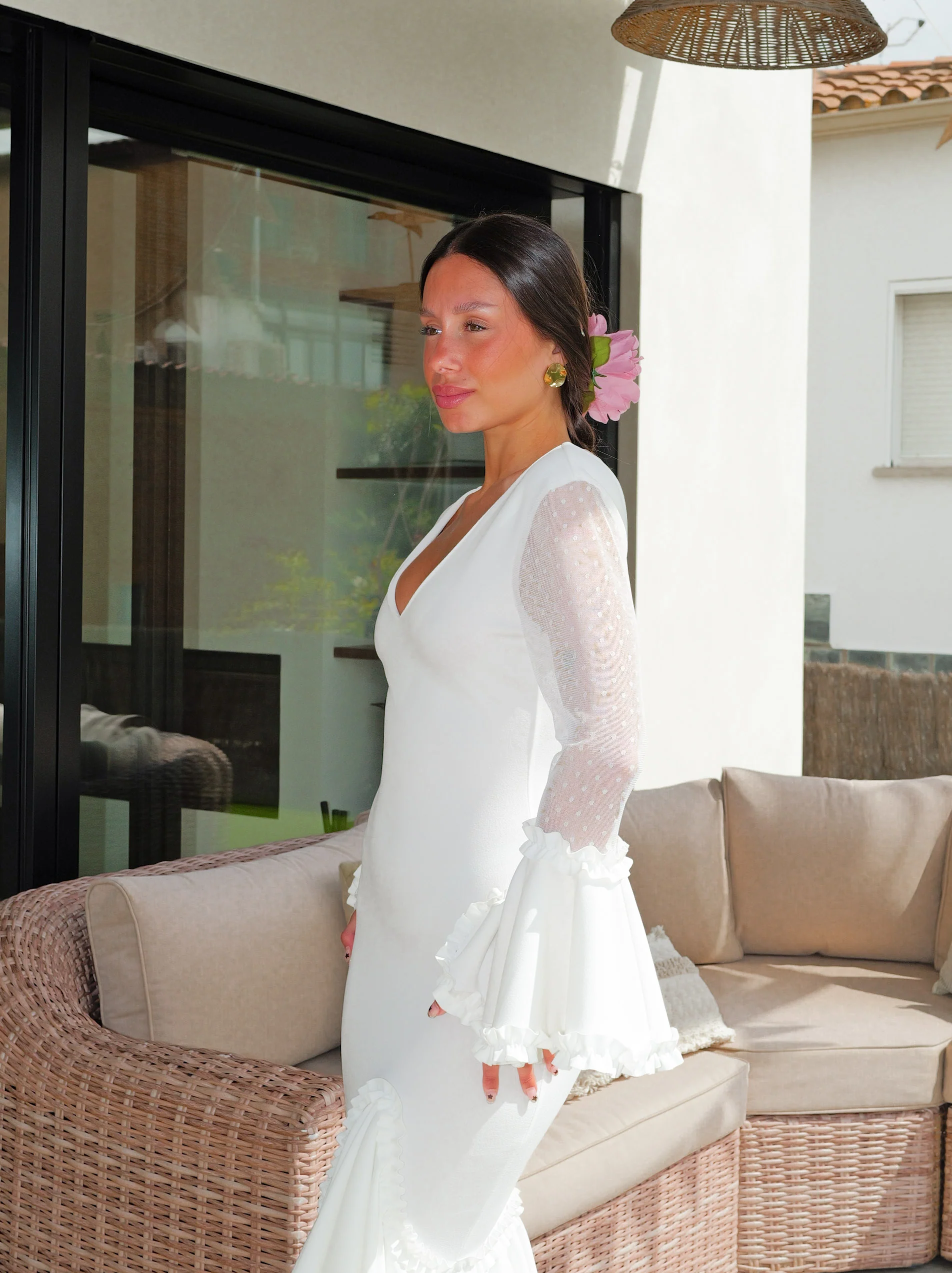 Traje flamenca mangas lunares tulle blanco - Image 6
