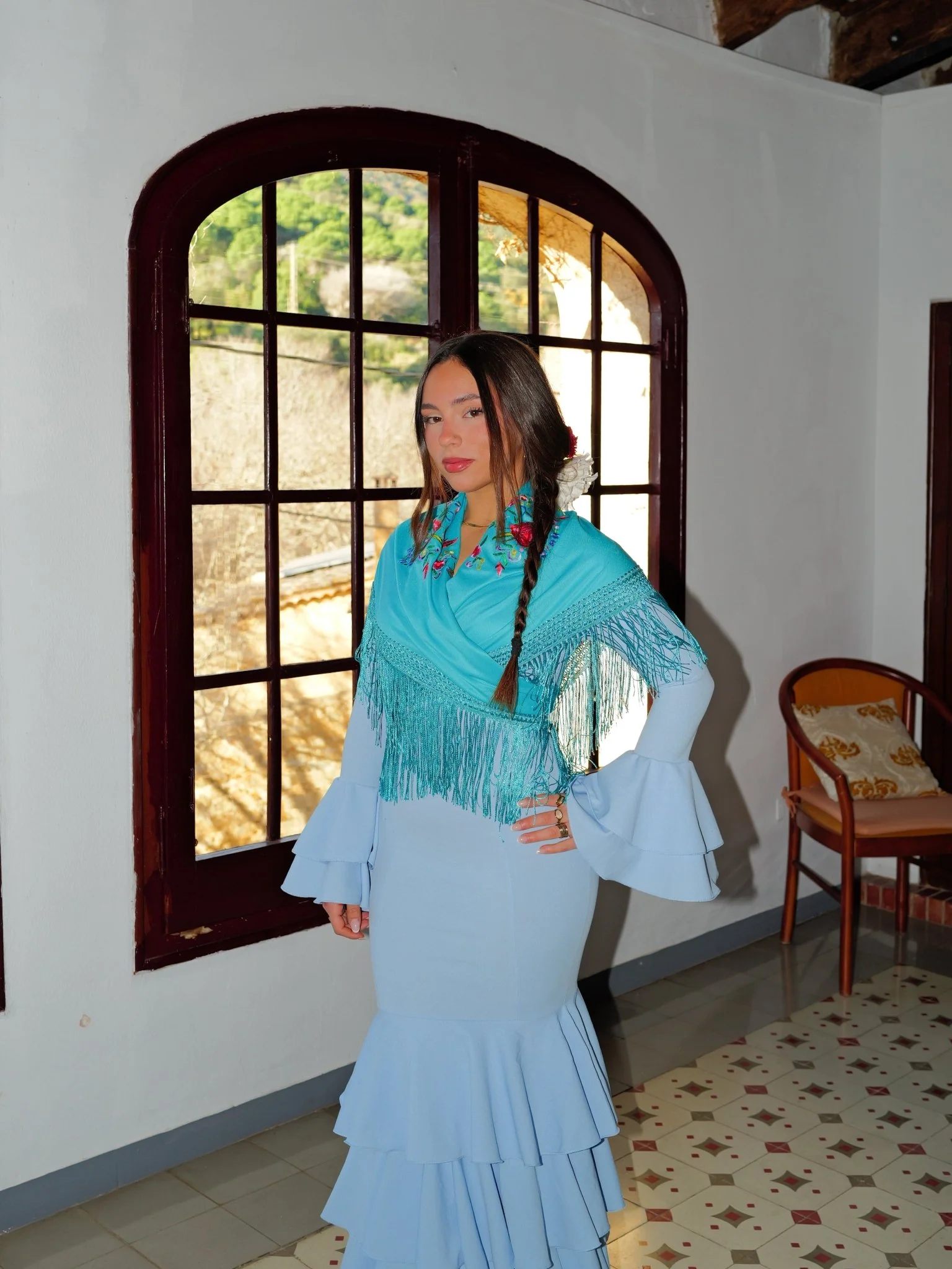 Traje flamenca volantes celeste - Image 5
