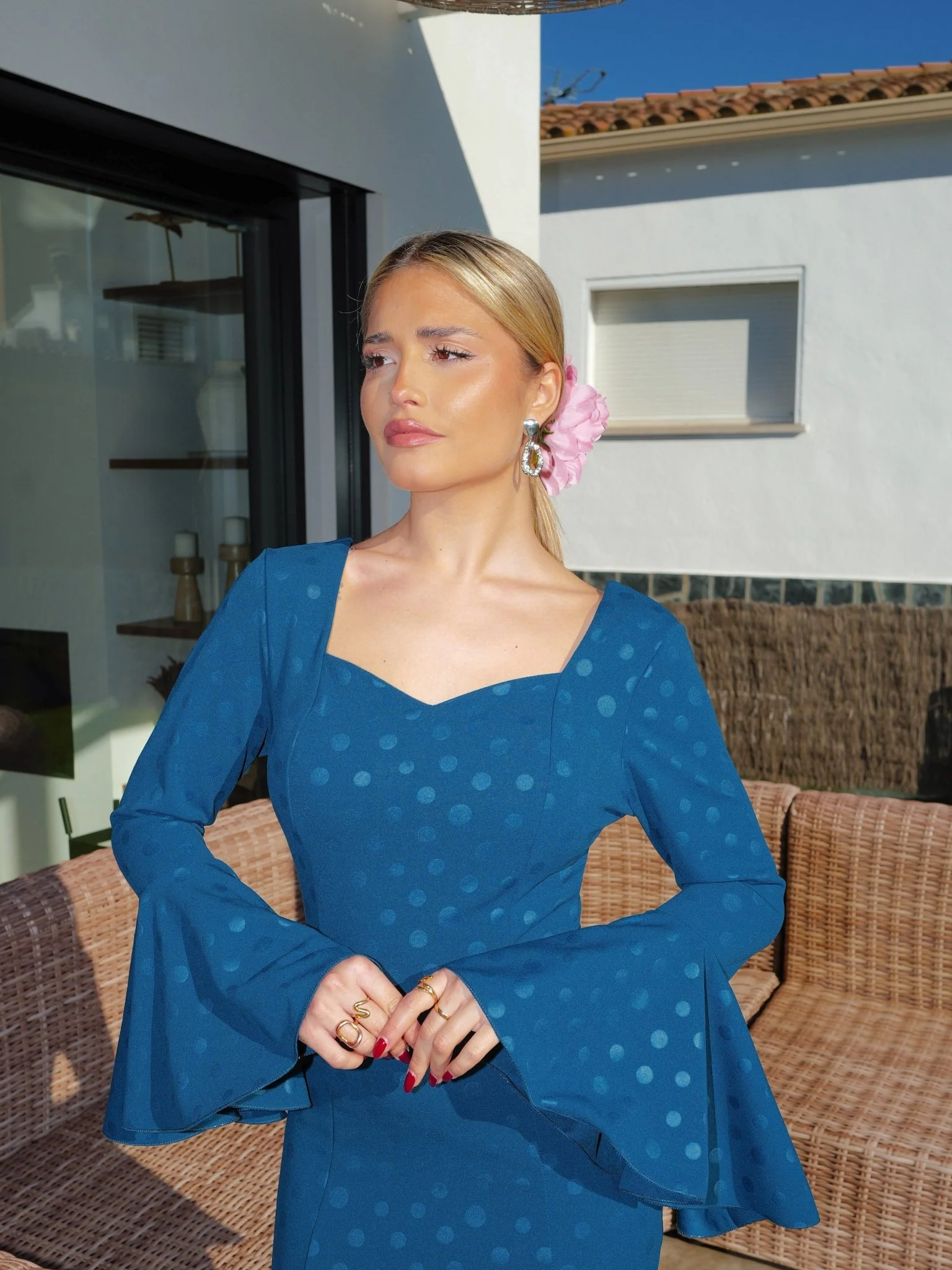 Traje flamenca volantes lunares petróleo - Image 5