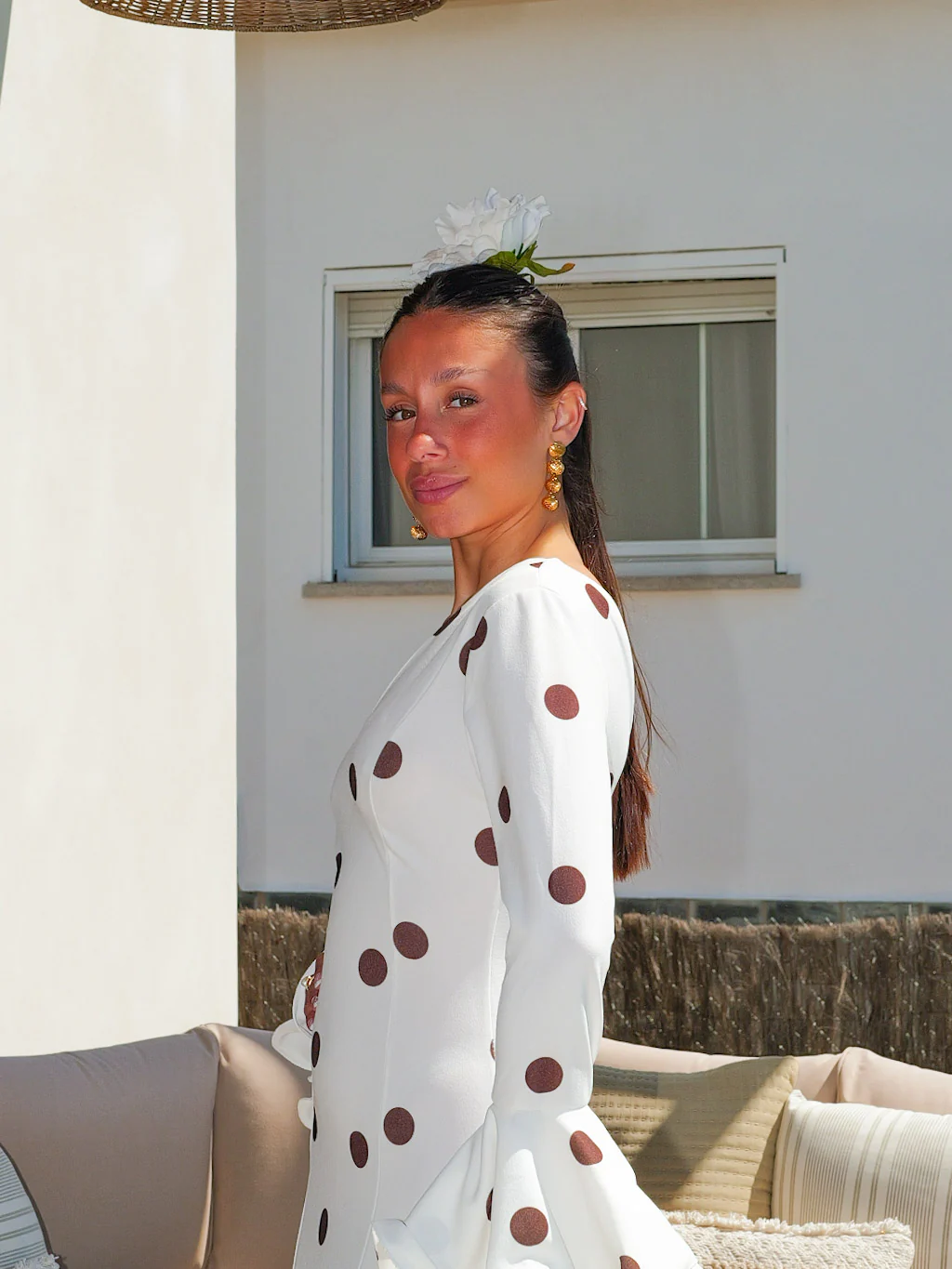 Traje flamenca volantes pico lunares blanco - Image 6