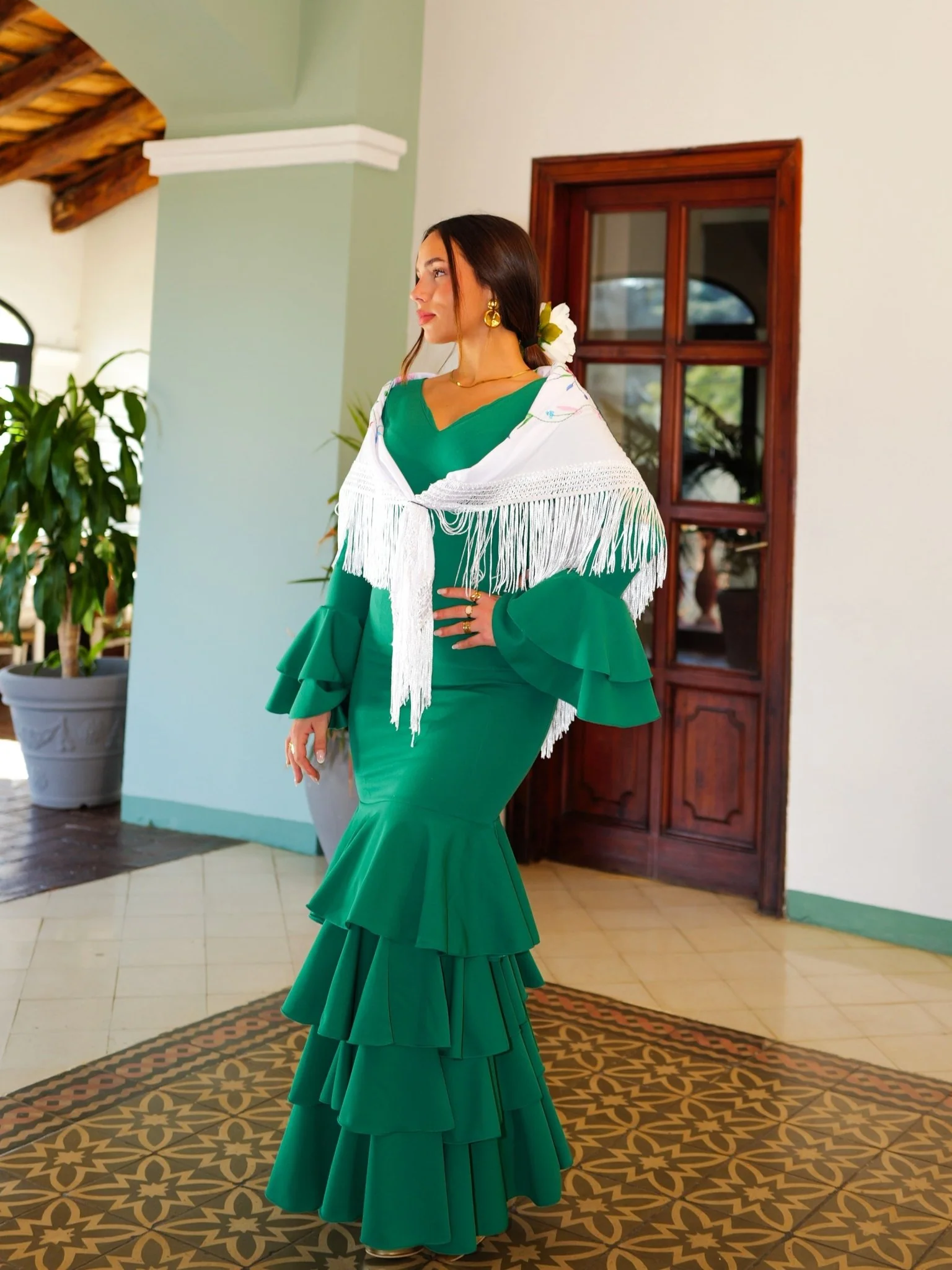 Traje flamenca volantes verde - Image 5