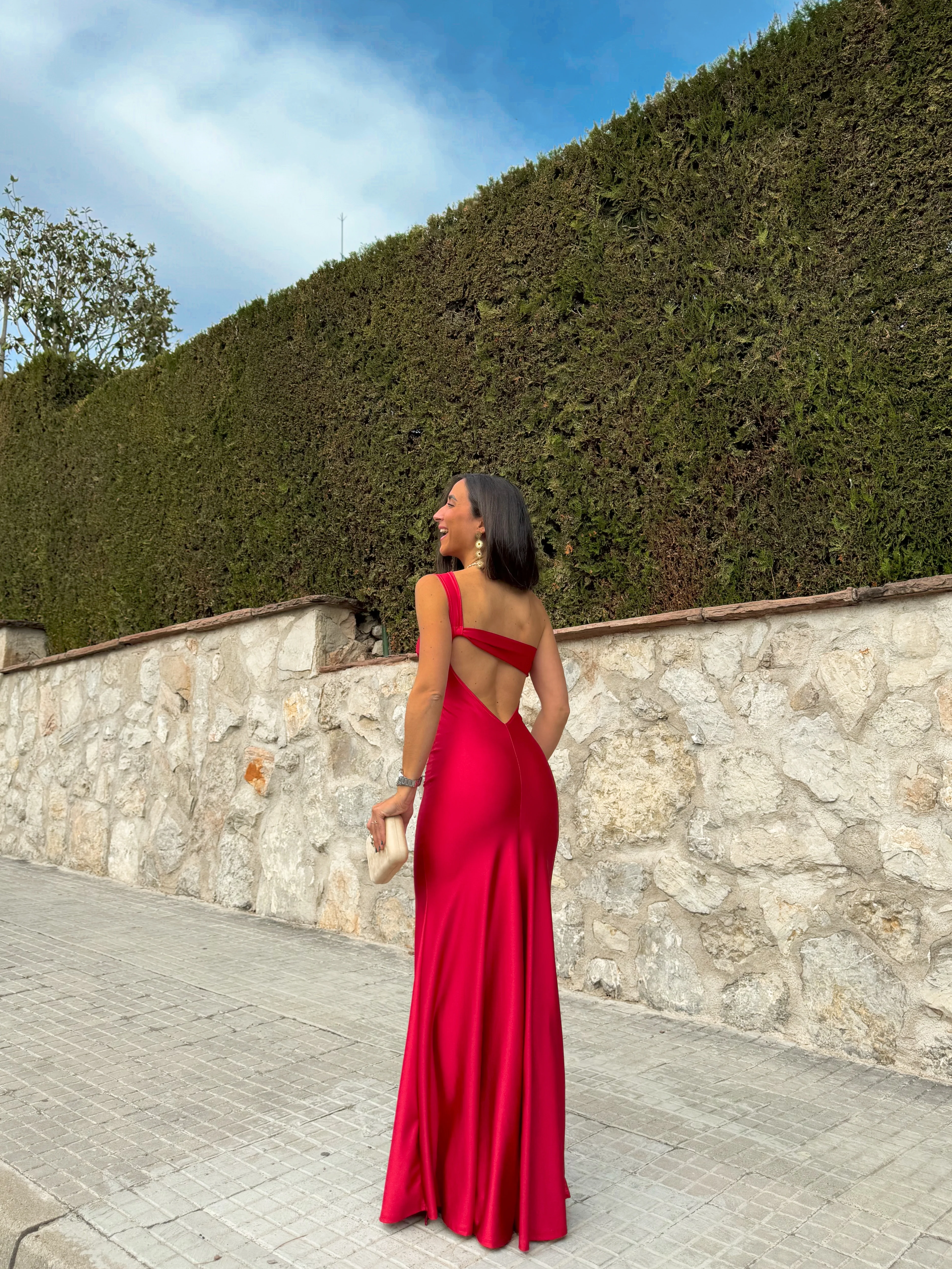 Vestido asim espalda nudo rojo - Image 5