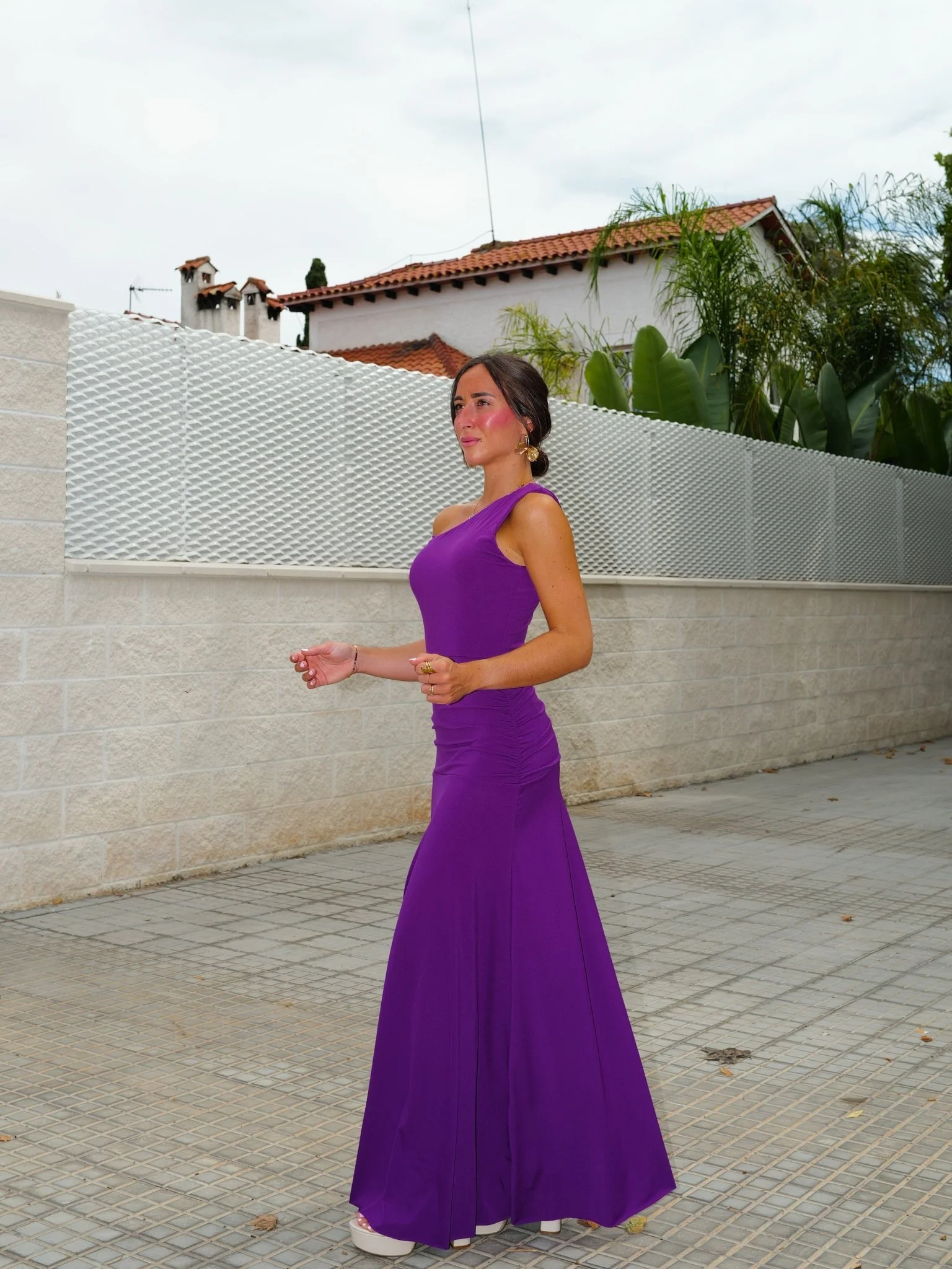 Vestido asim manga banda morado - Image 10
