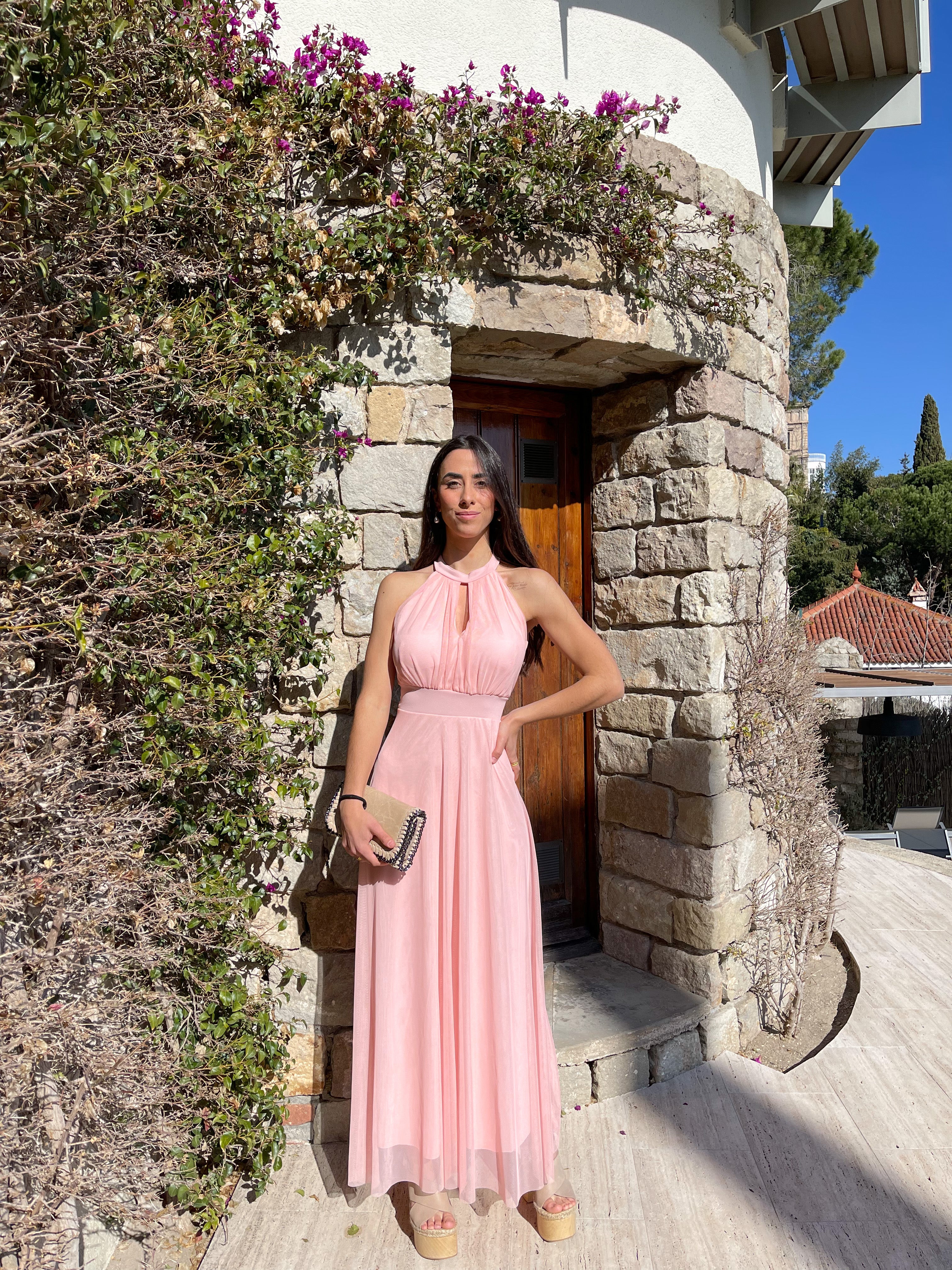 Vestido banda halter tulle rosa - Image 3