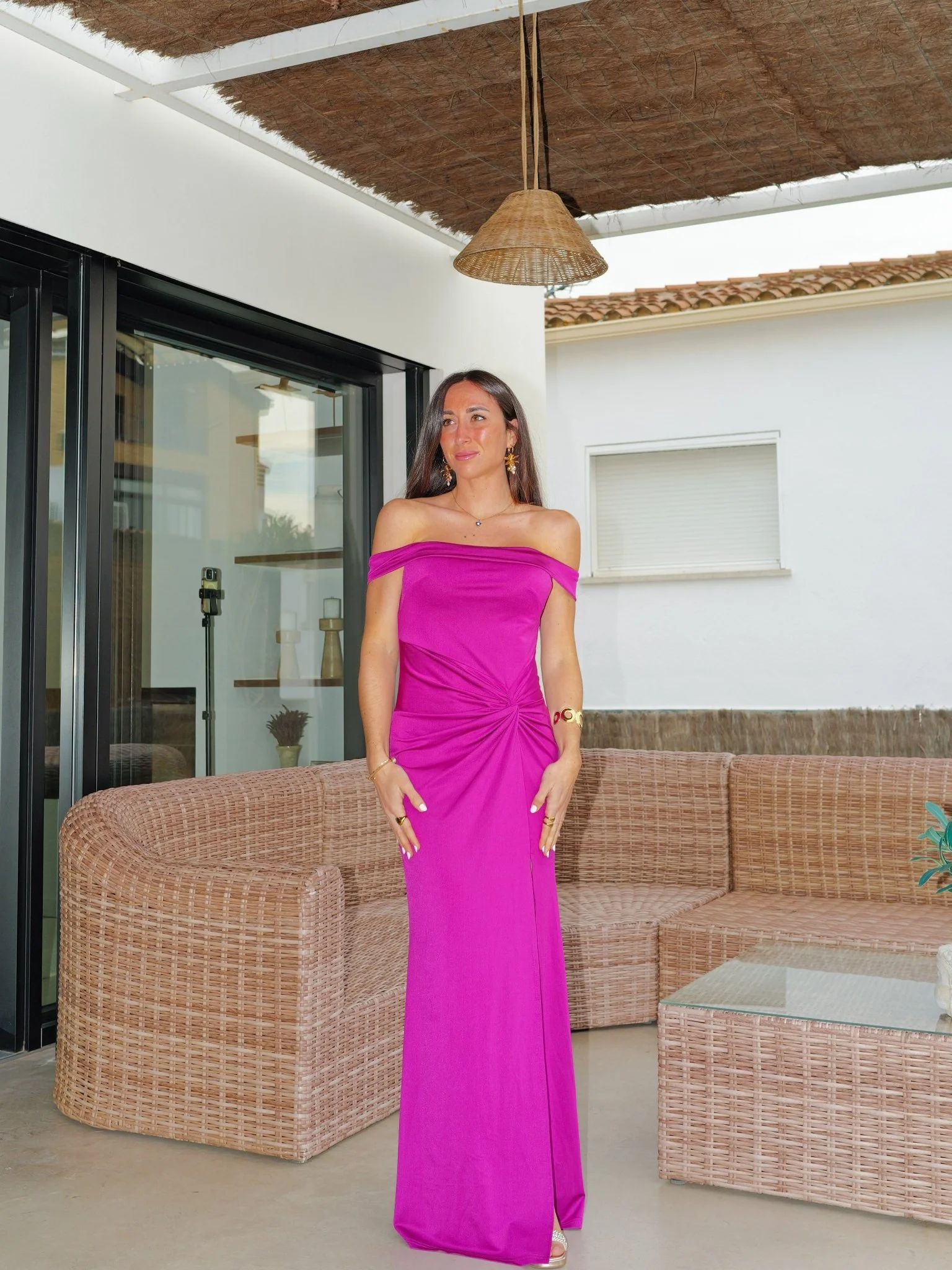 Vestido barco nudo amarena