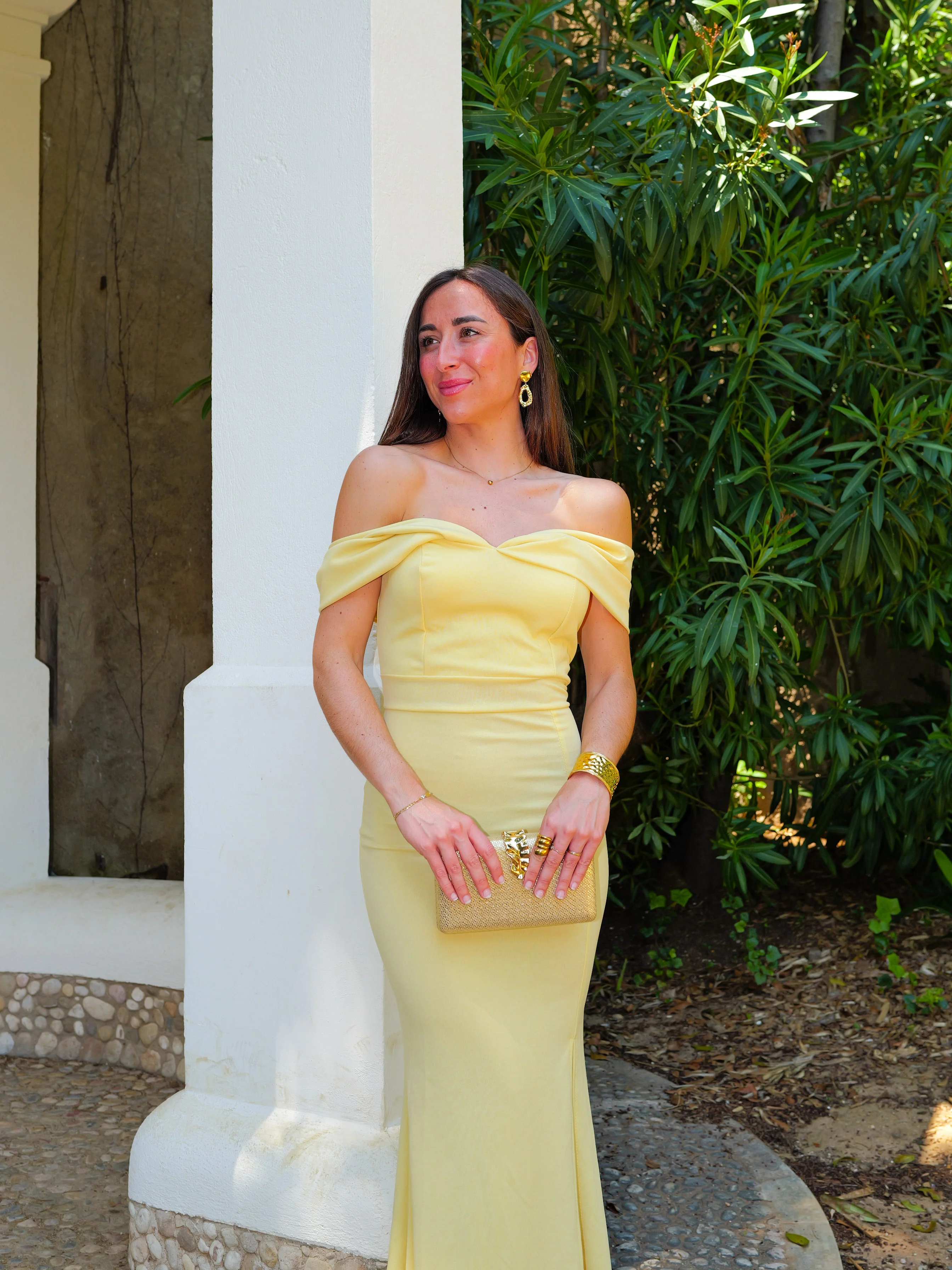 Vestido bardot efecto lazo amarillo - Image 4
