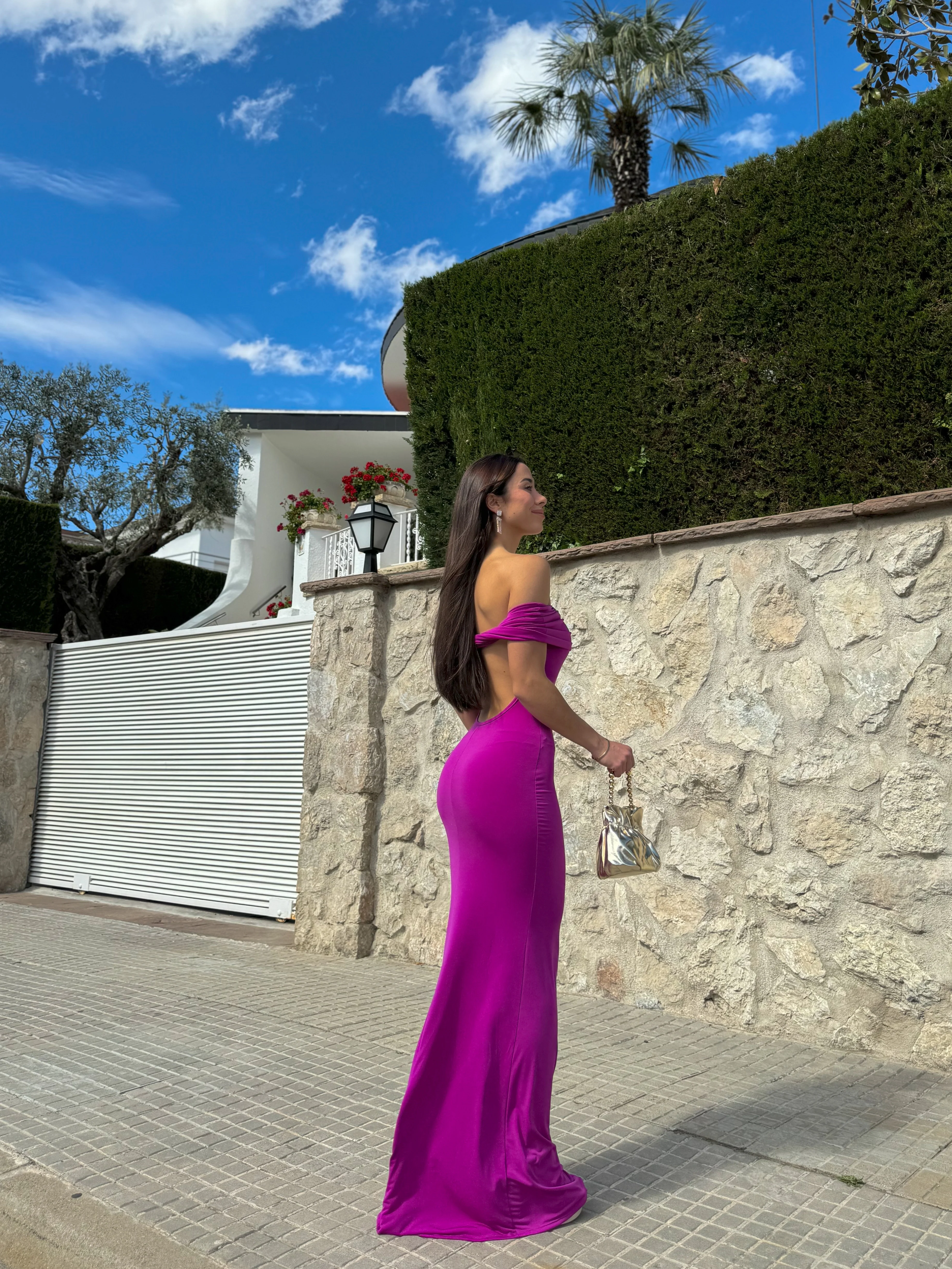 Vestido bardot espalda amarena - Image 3