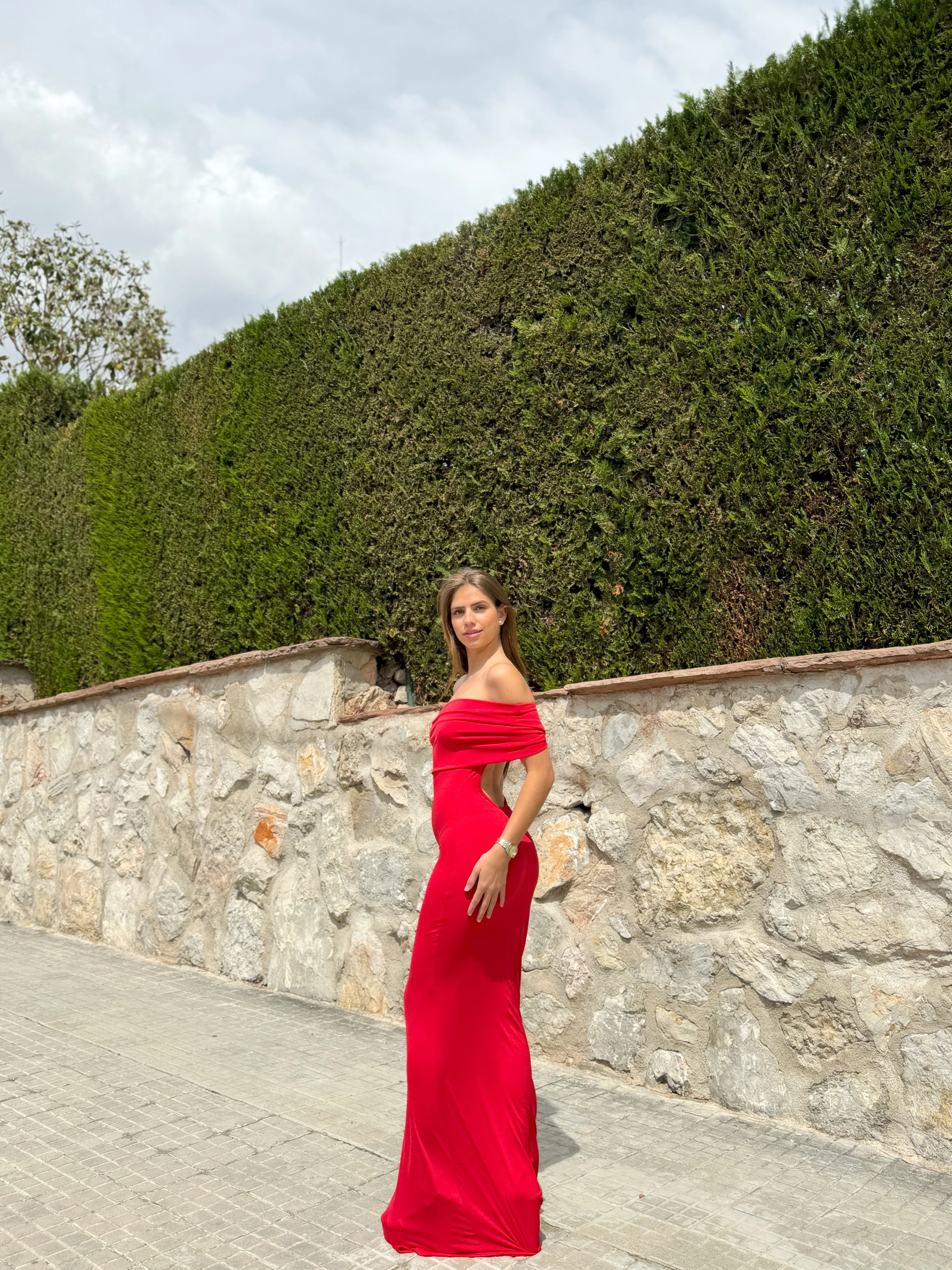 Vestido bardot espalda rojo - Image 5