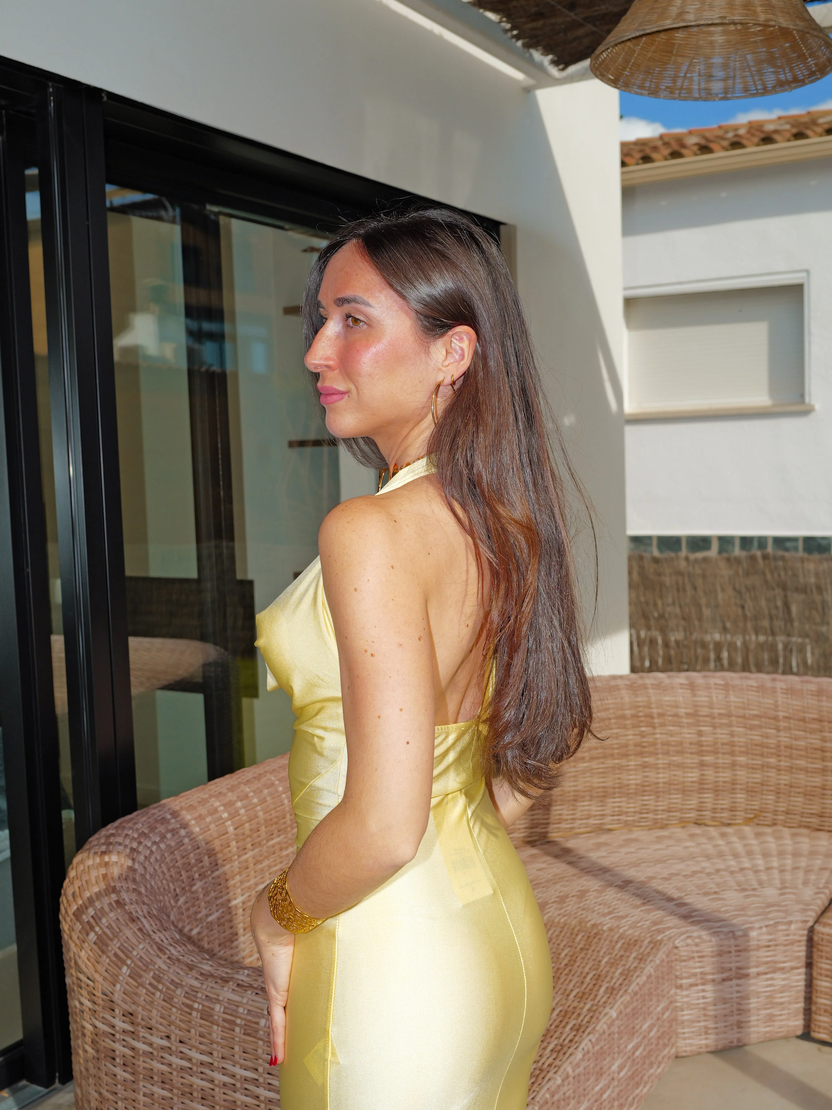 Vestido cascada largo amarillo - Image 5