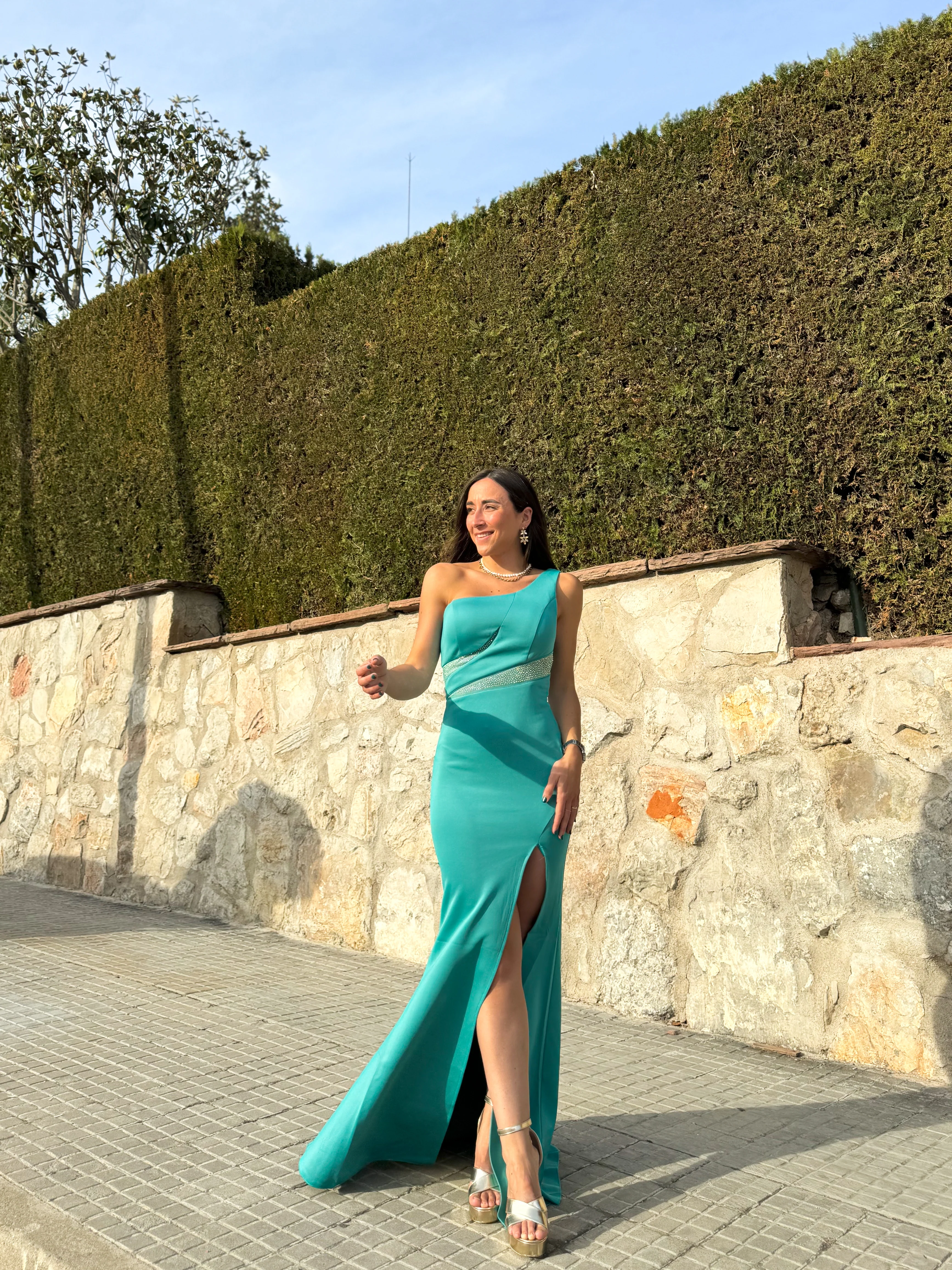 Vestido cintura brillos turquesa - Image 5