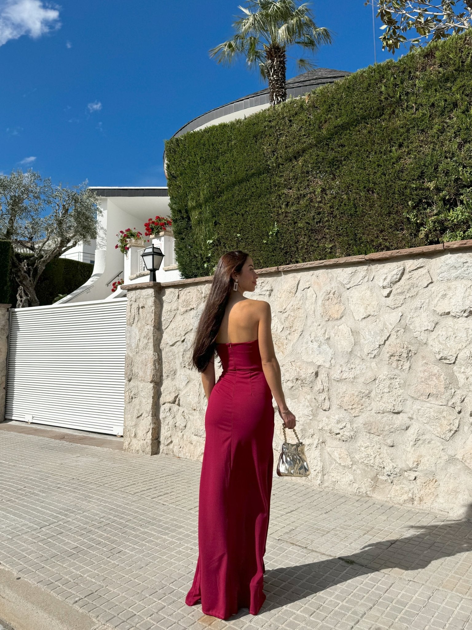 Vestido corazon ajustado burdeos - Image 3