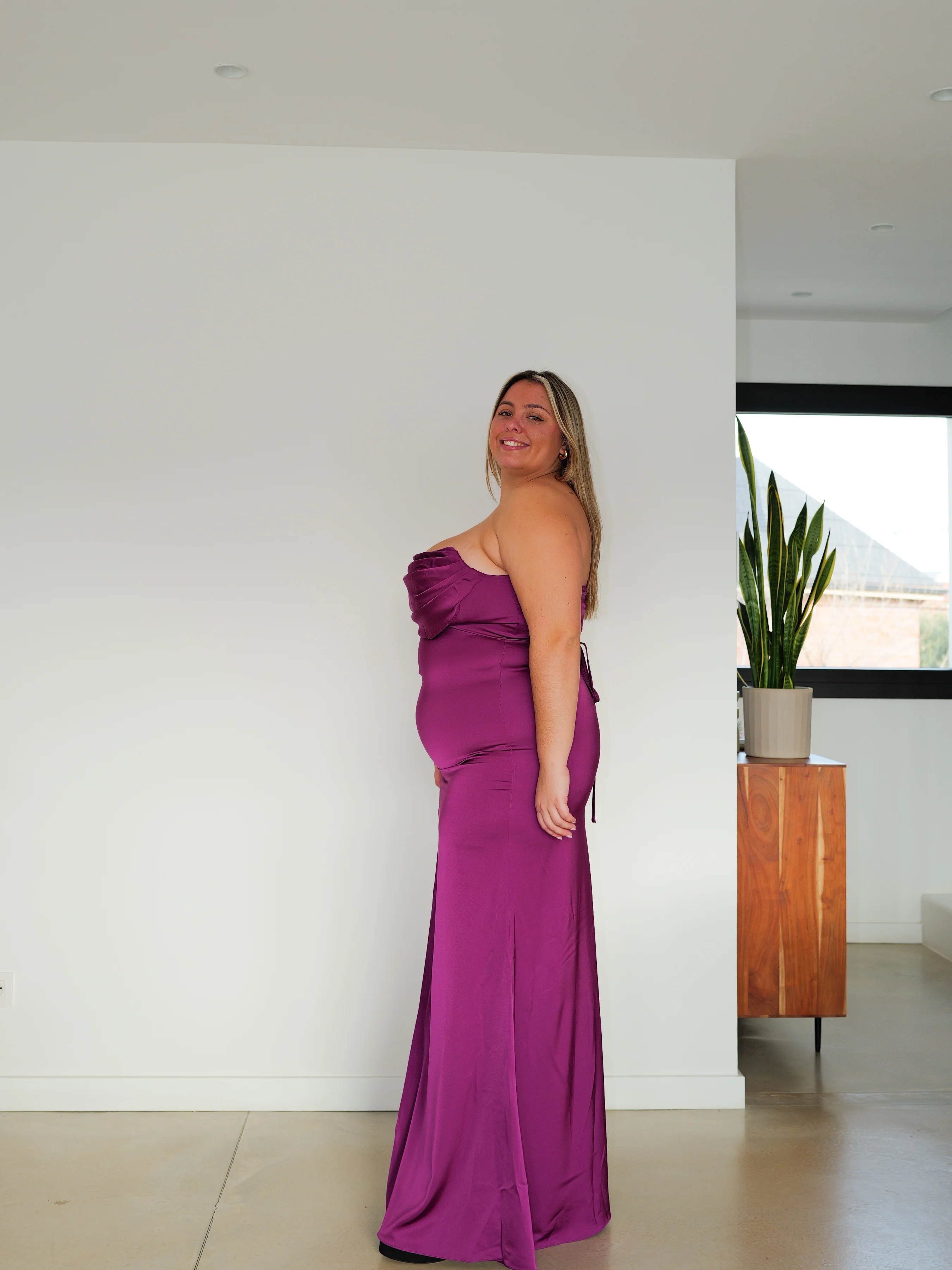 Vestido corsé palabra drapeado amarena - Image 5