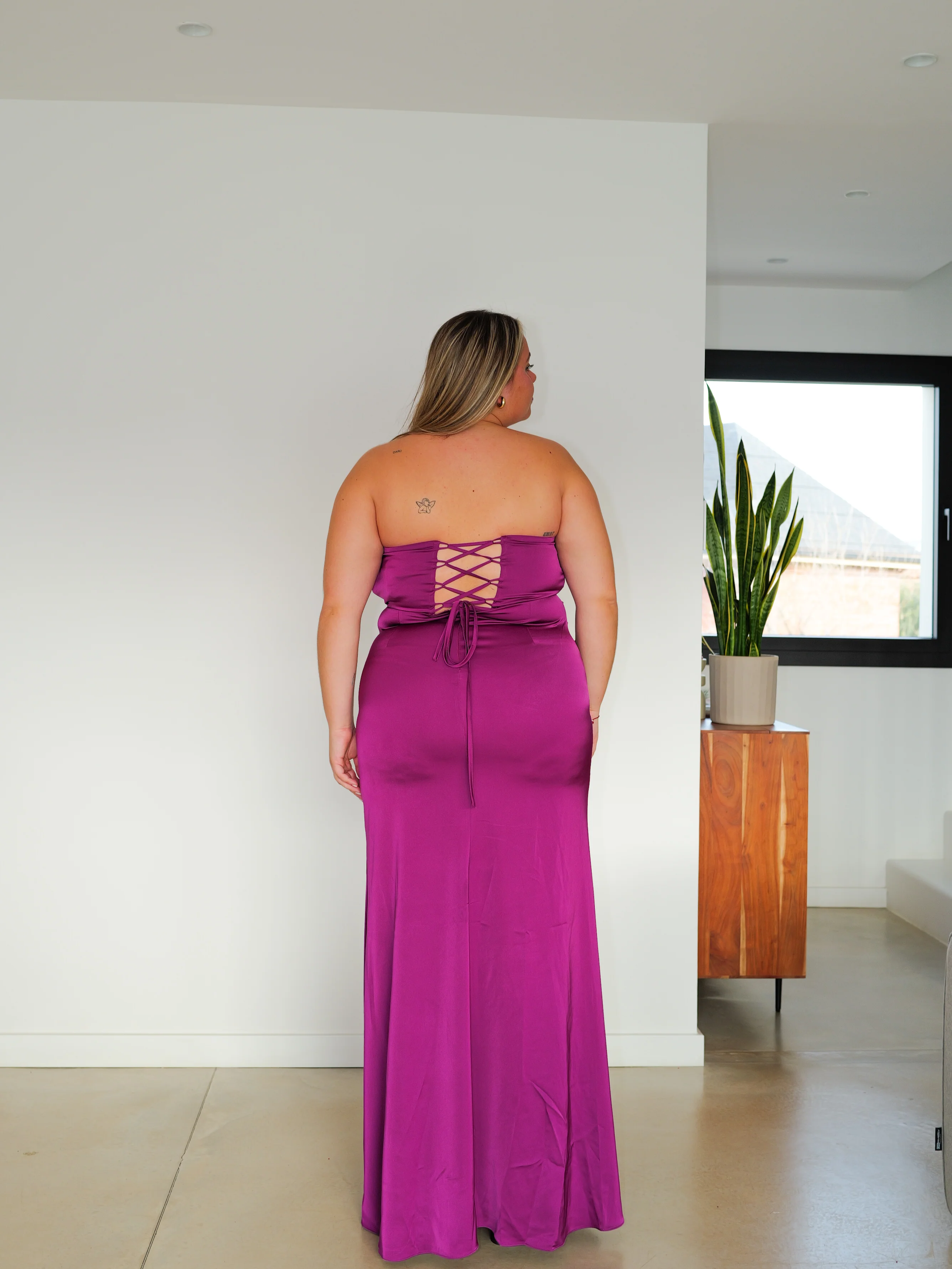 Vestido corsé palabra drapeado amarena - Image 6