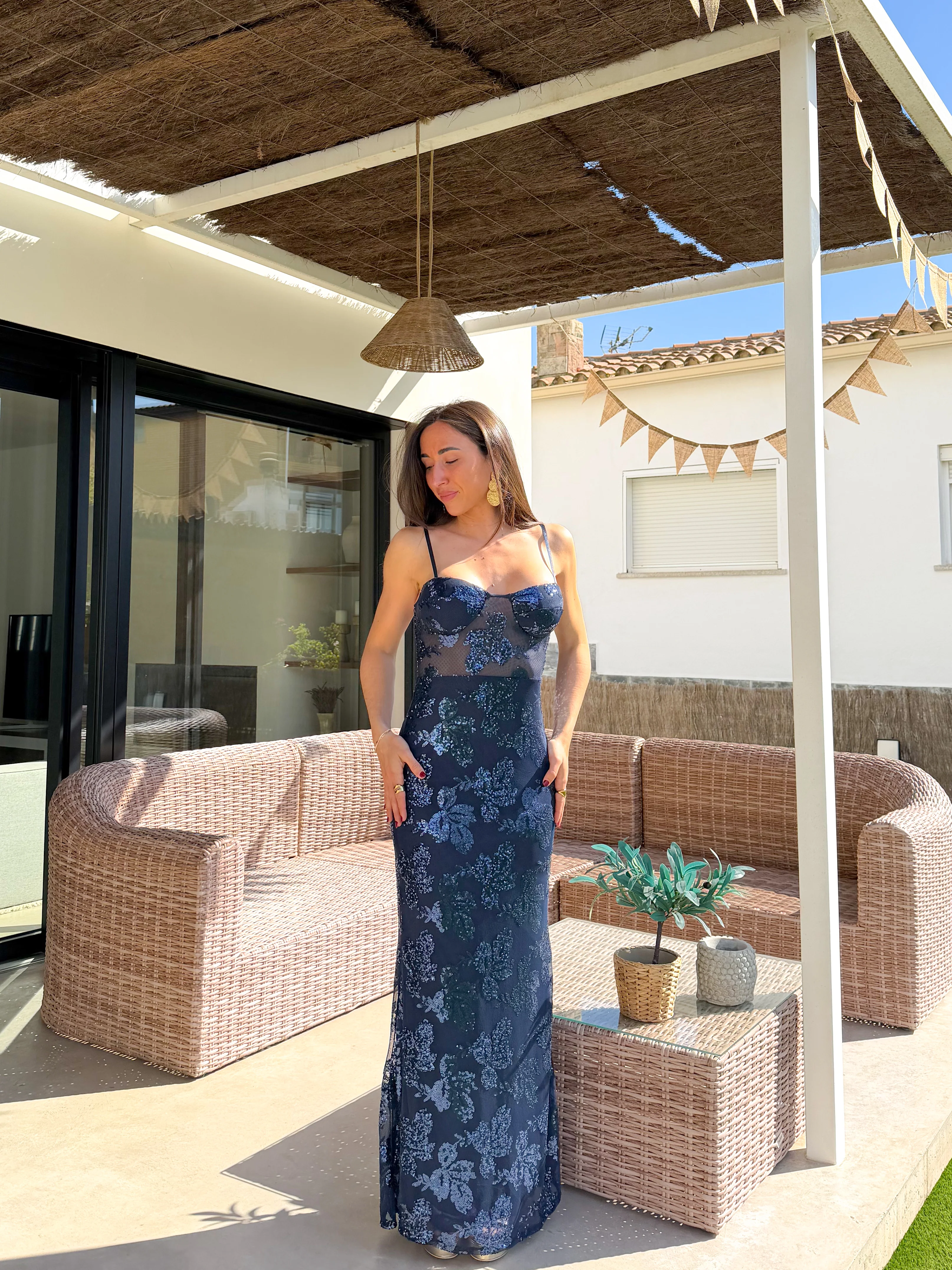 Vestido corsé detalles marino - Image 2