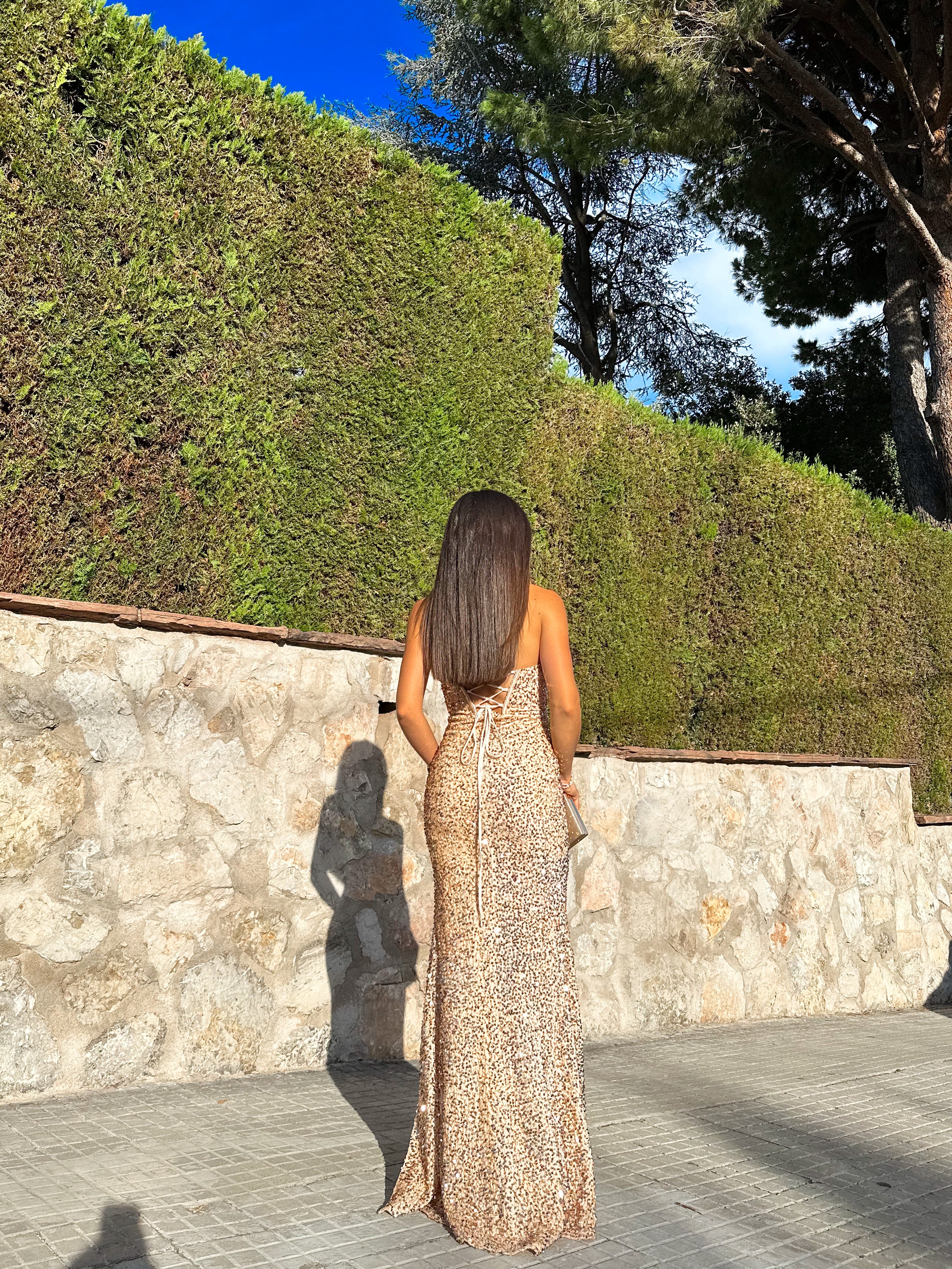 Vestido corse sirena glitter dorado - Image 3