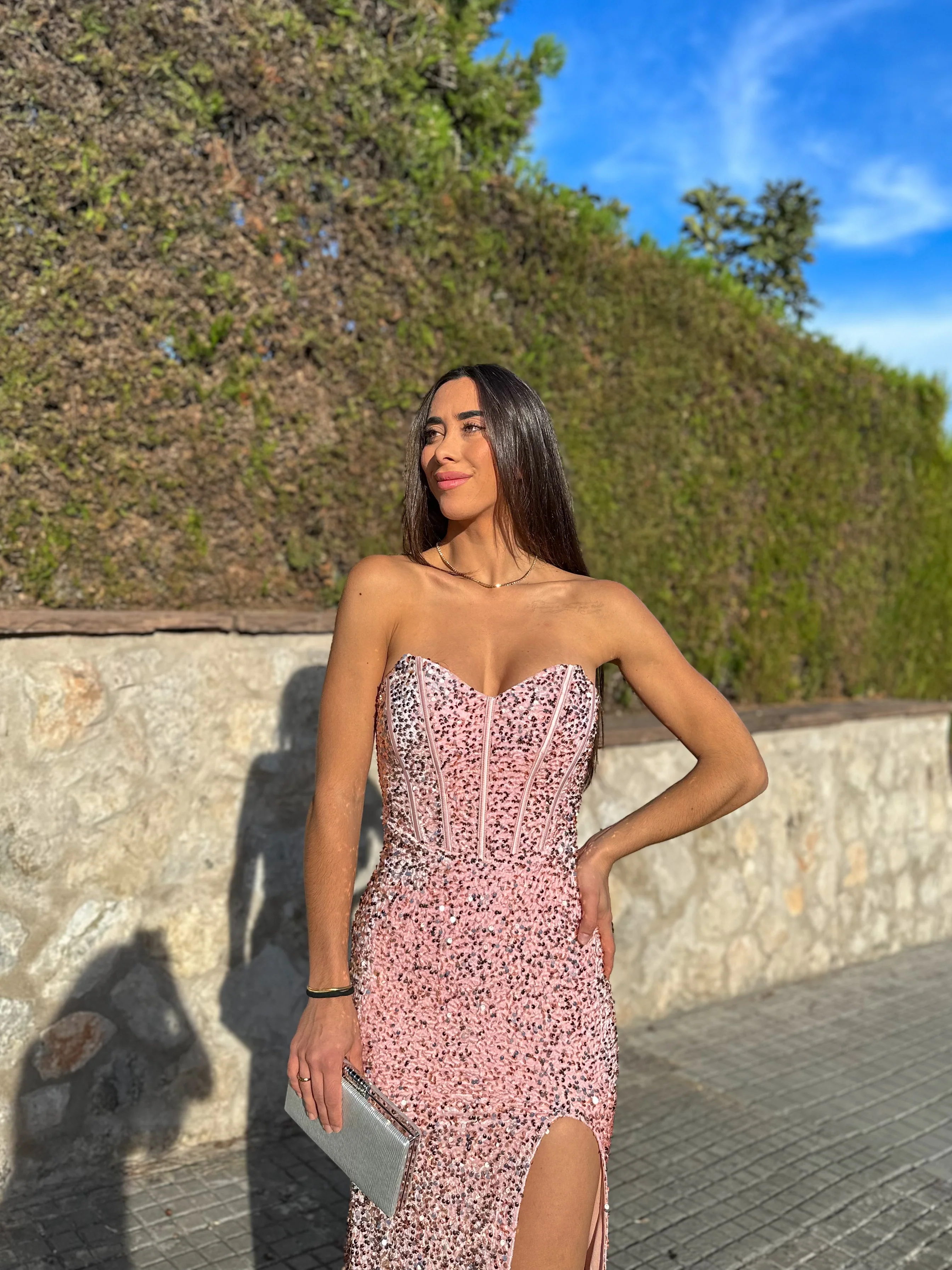 Vestido corse sirena glitter rosa - Image 2