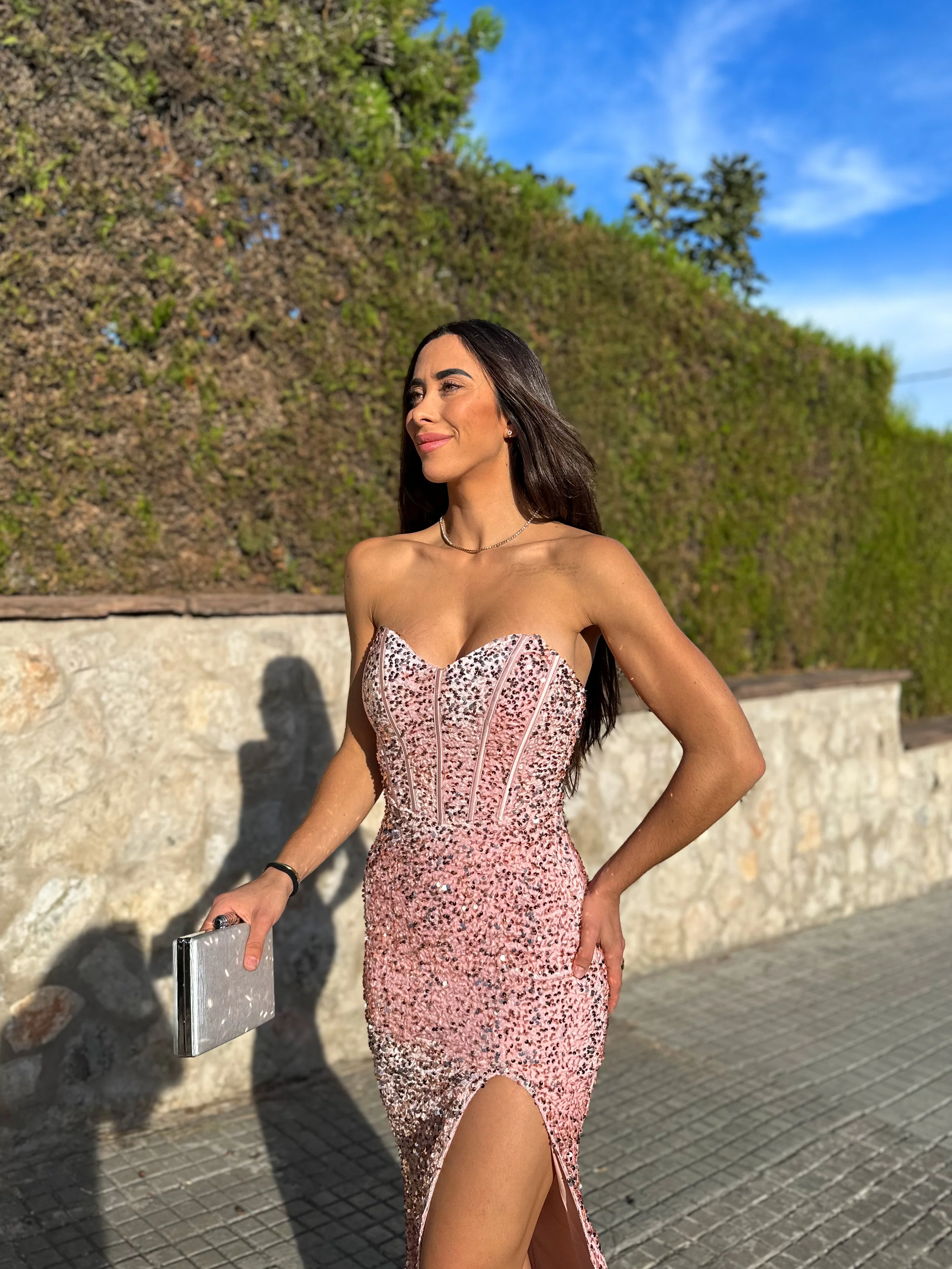 Vestido corse sirena glitter rosa - Image 3