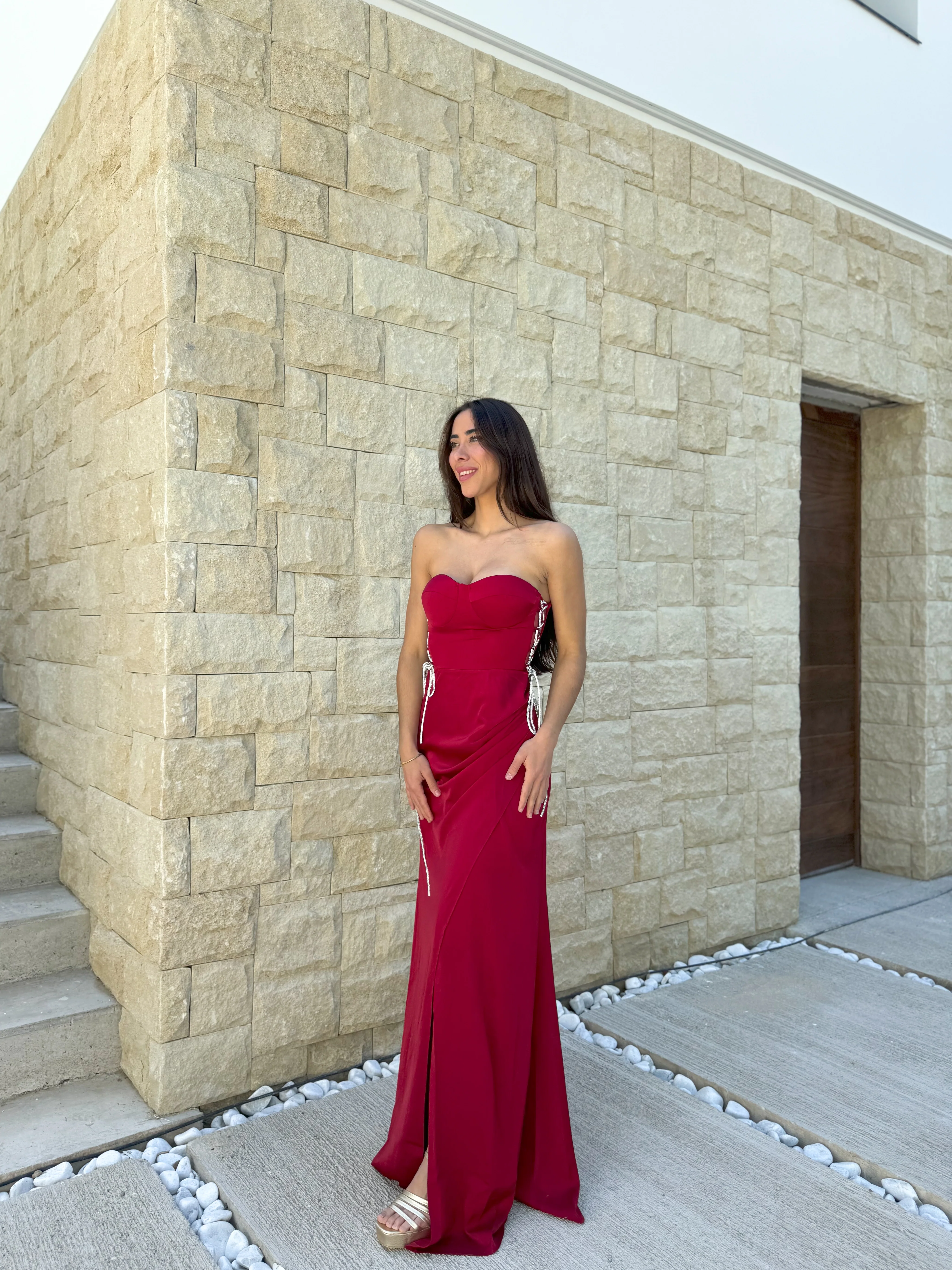 Vestido corse strass vino - Image 4