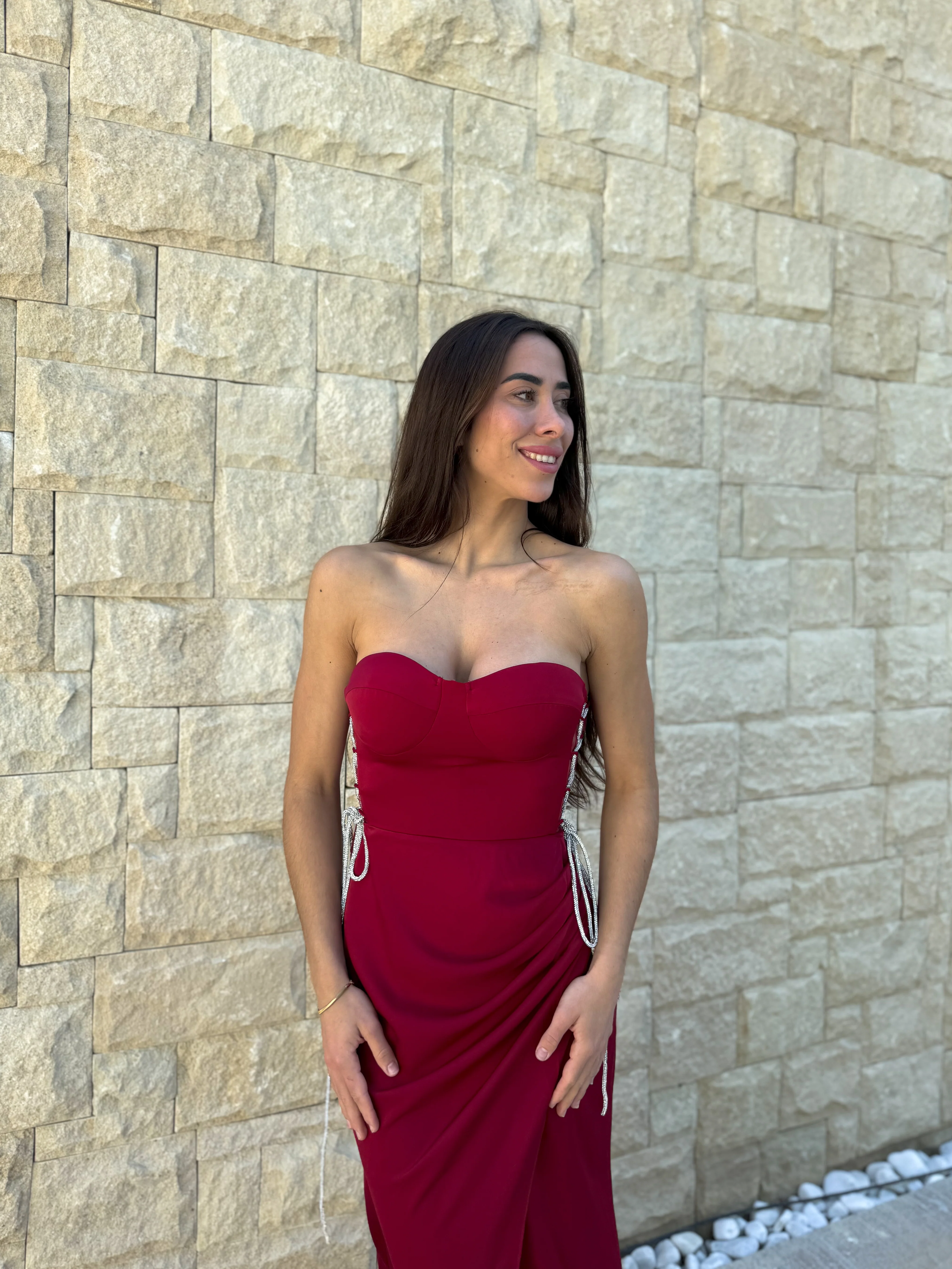 Vestido corse strass vino - Image 8