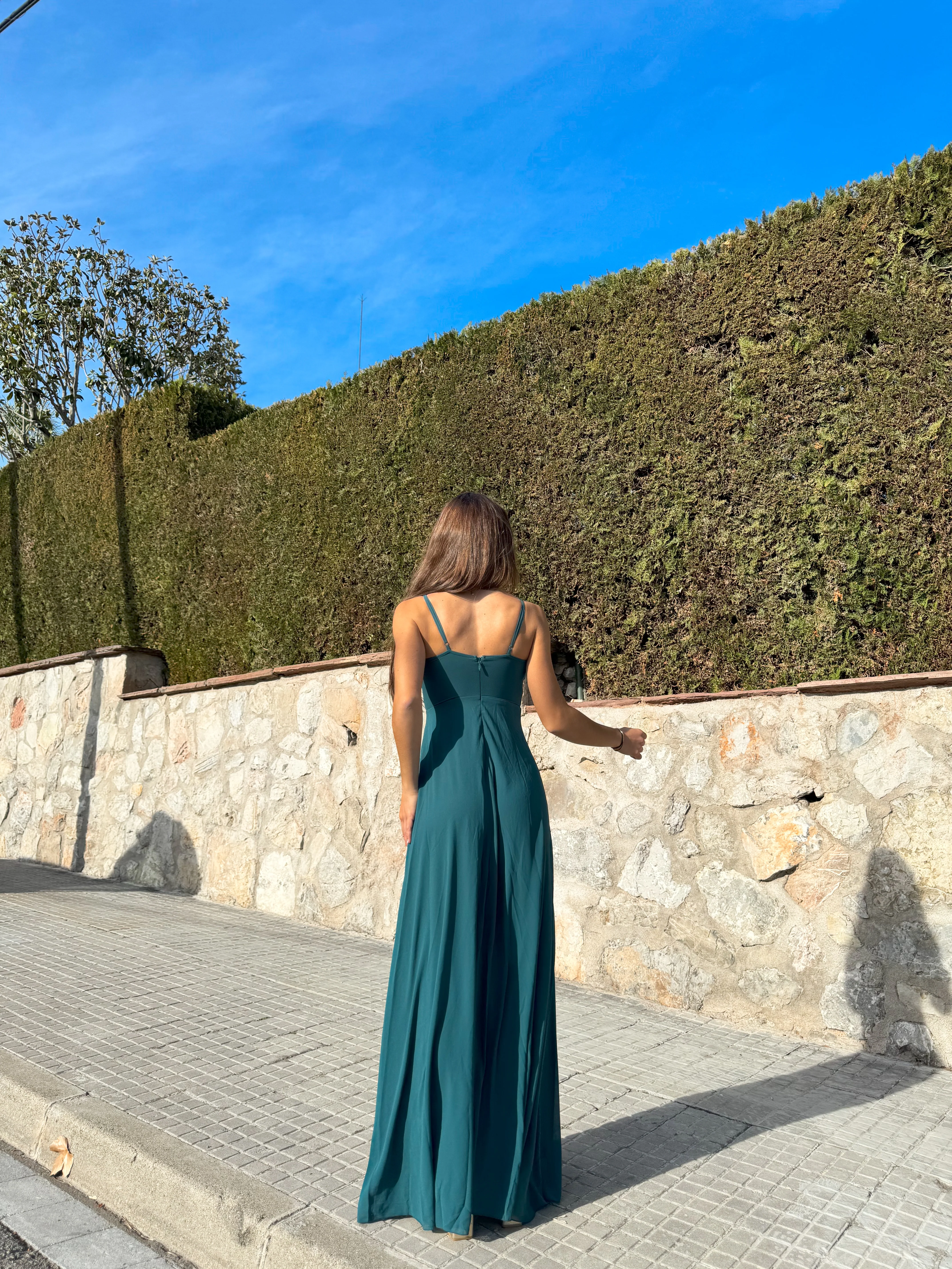 Vestido crepe pico petróleo - Image 2