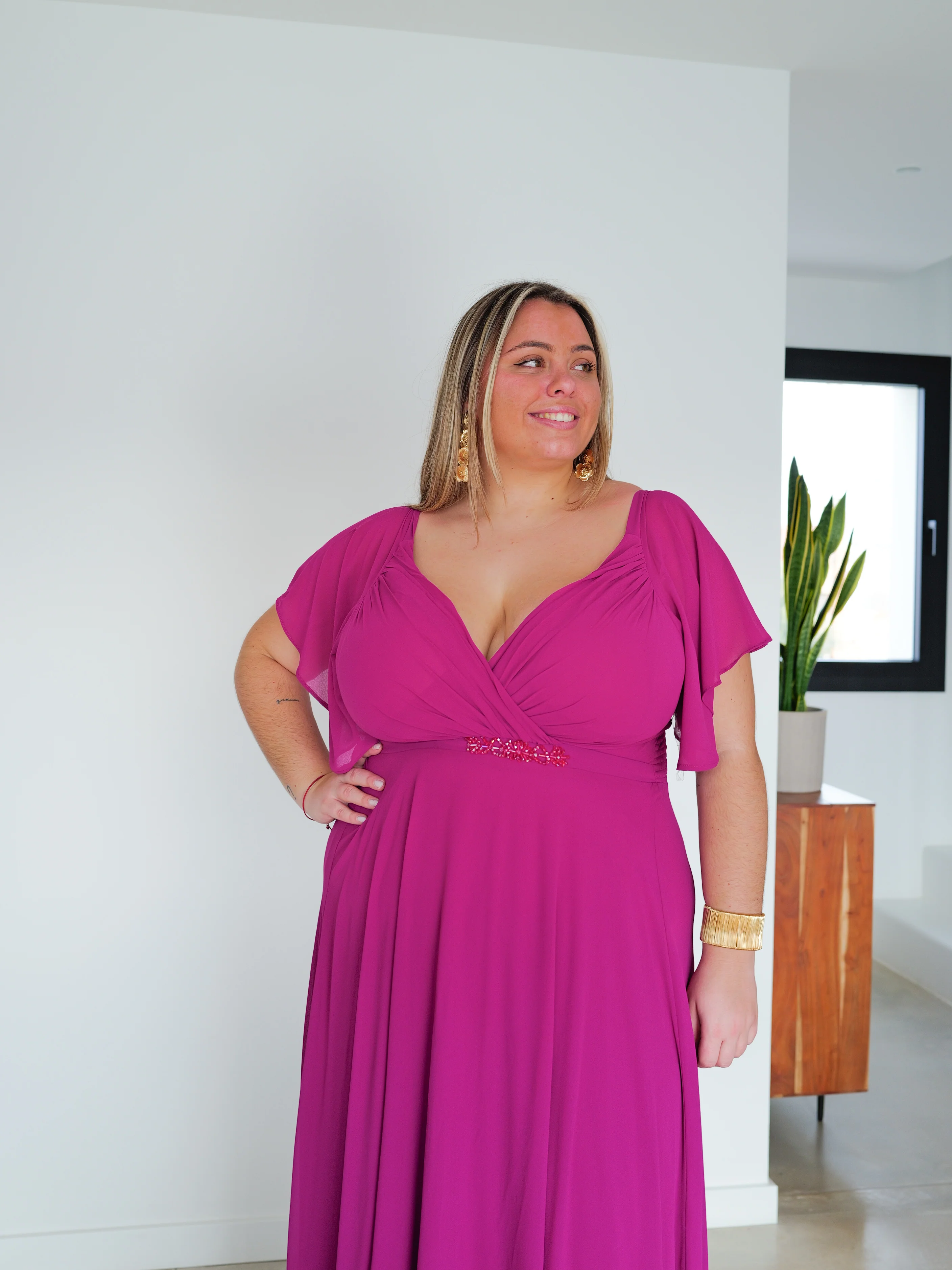 Vestido detalle manga gasa amarena - Image 5