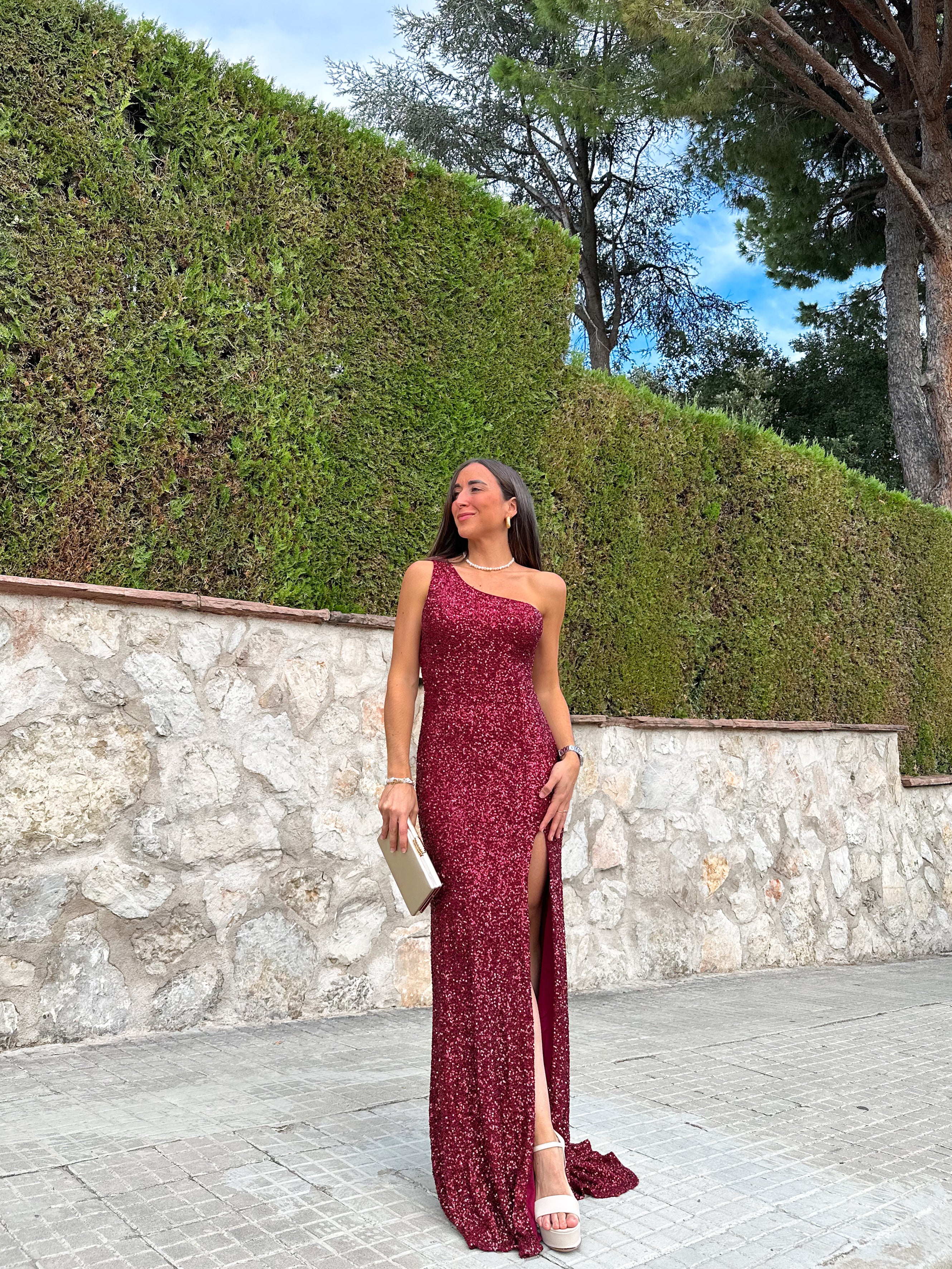 Vestido glitter asim sirena burdeos - Image 3