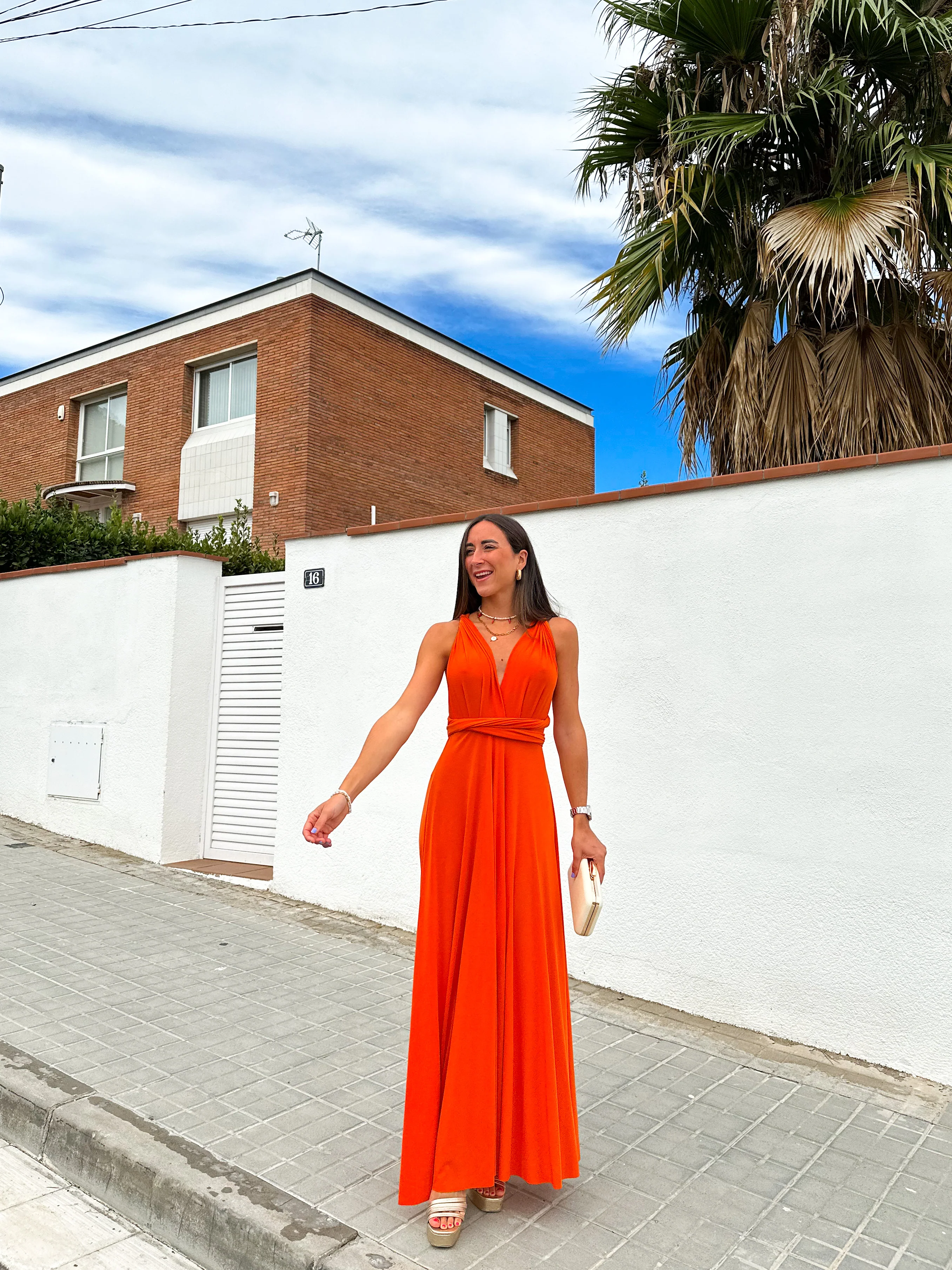 Vestido largo multi naranja - Image 3