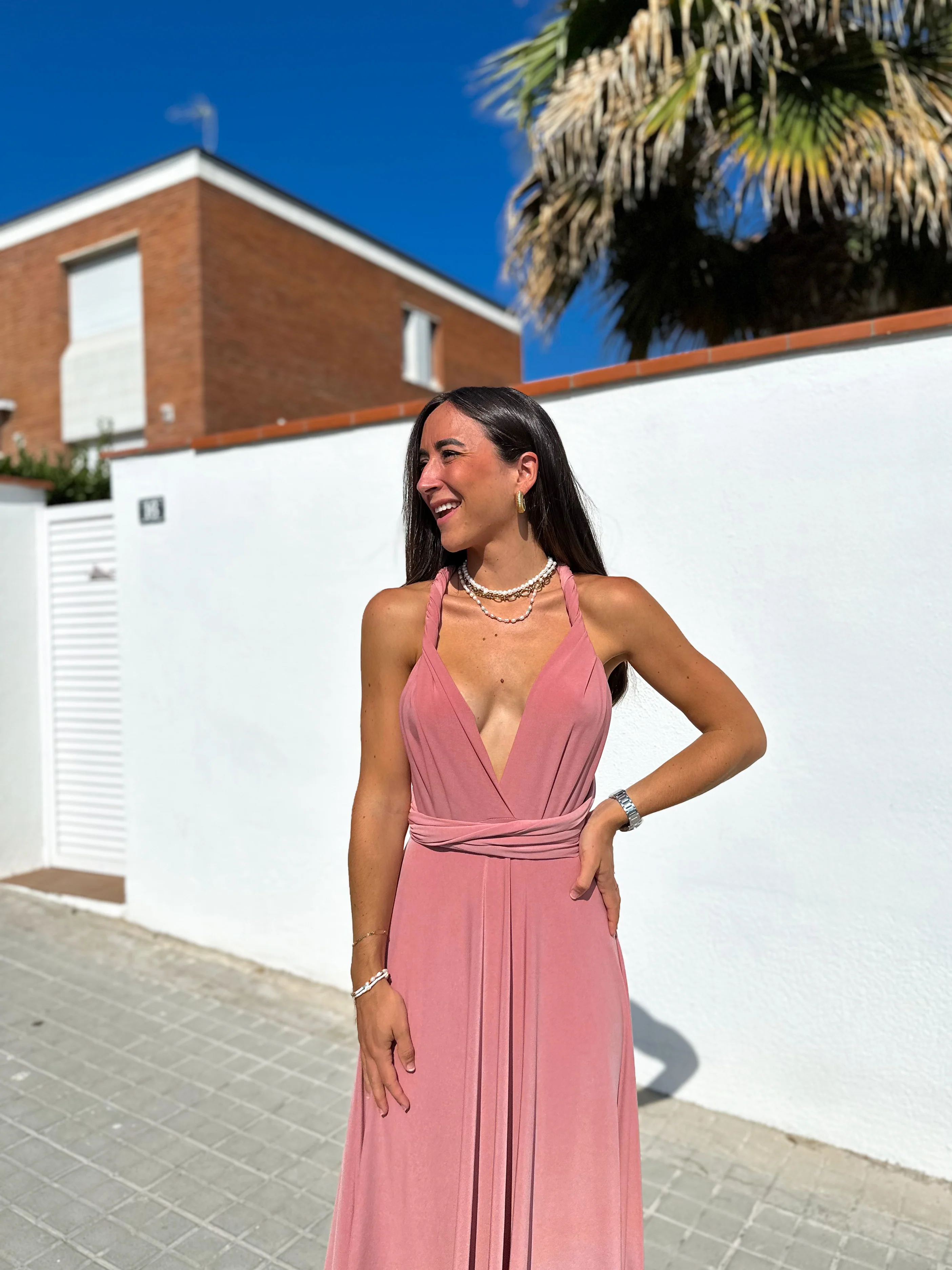 Vestido largo multi rosa - Image 3