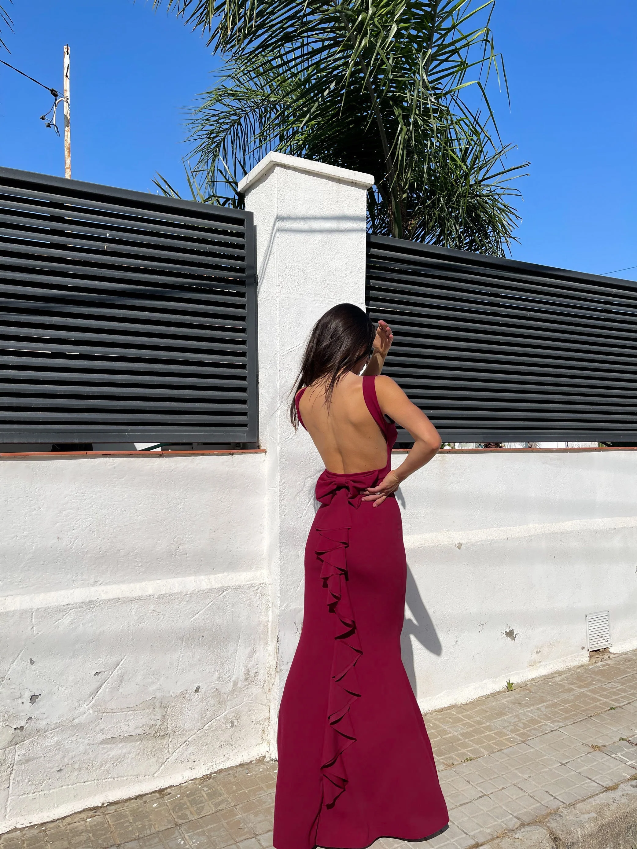 Vestido largo sirena burdeos - Image 7