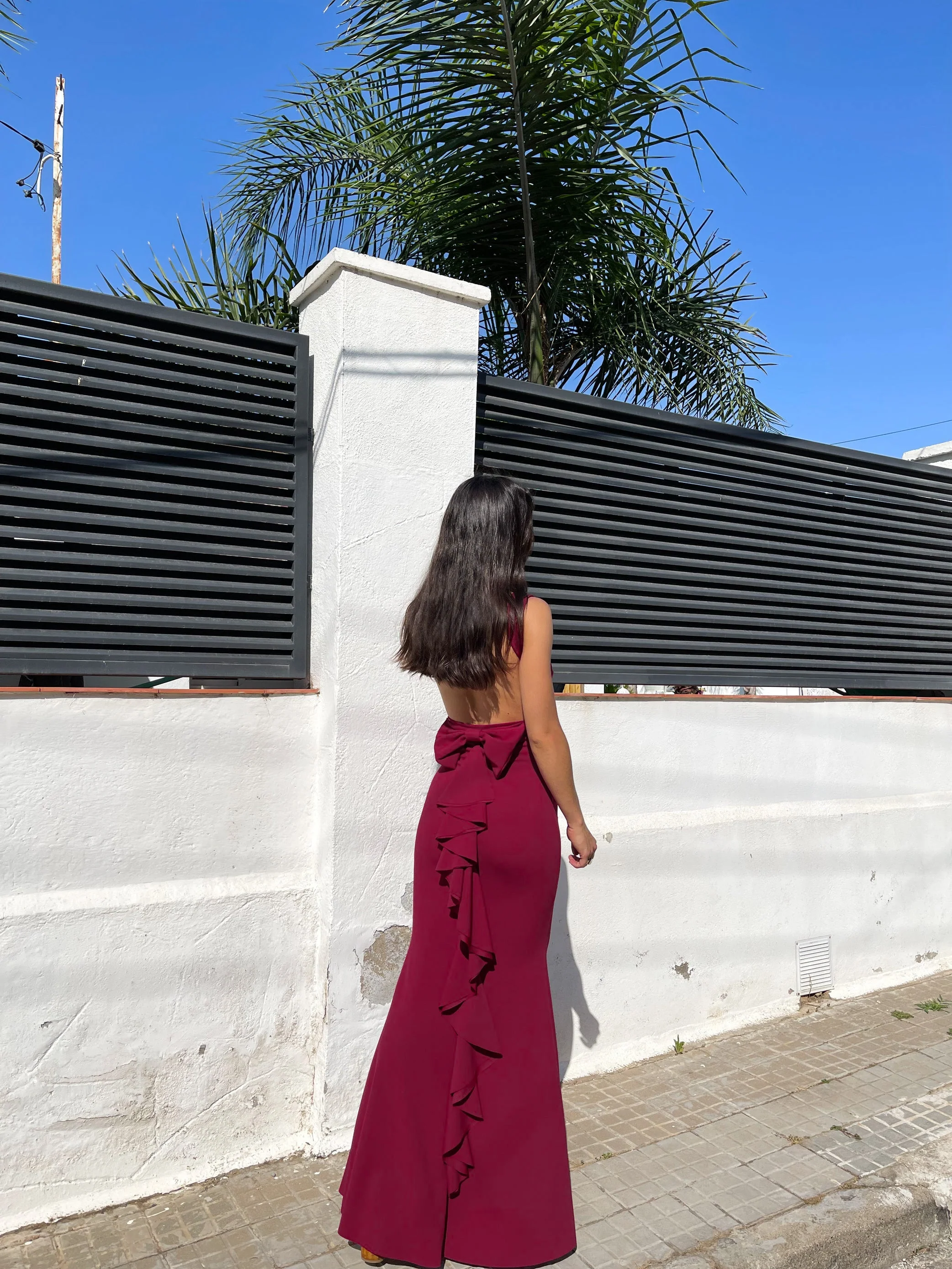 Vestido largo sirena burdeos - Image 8