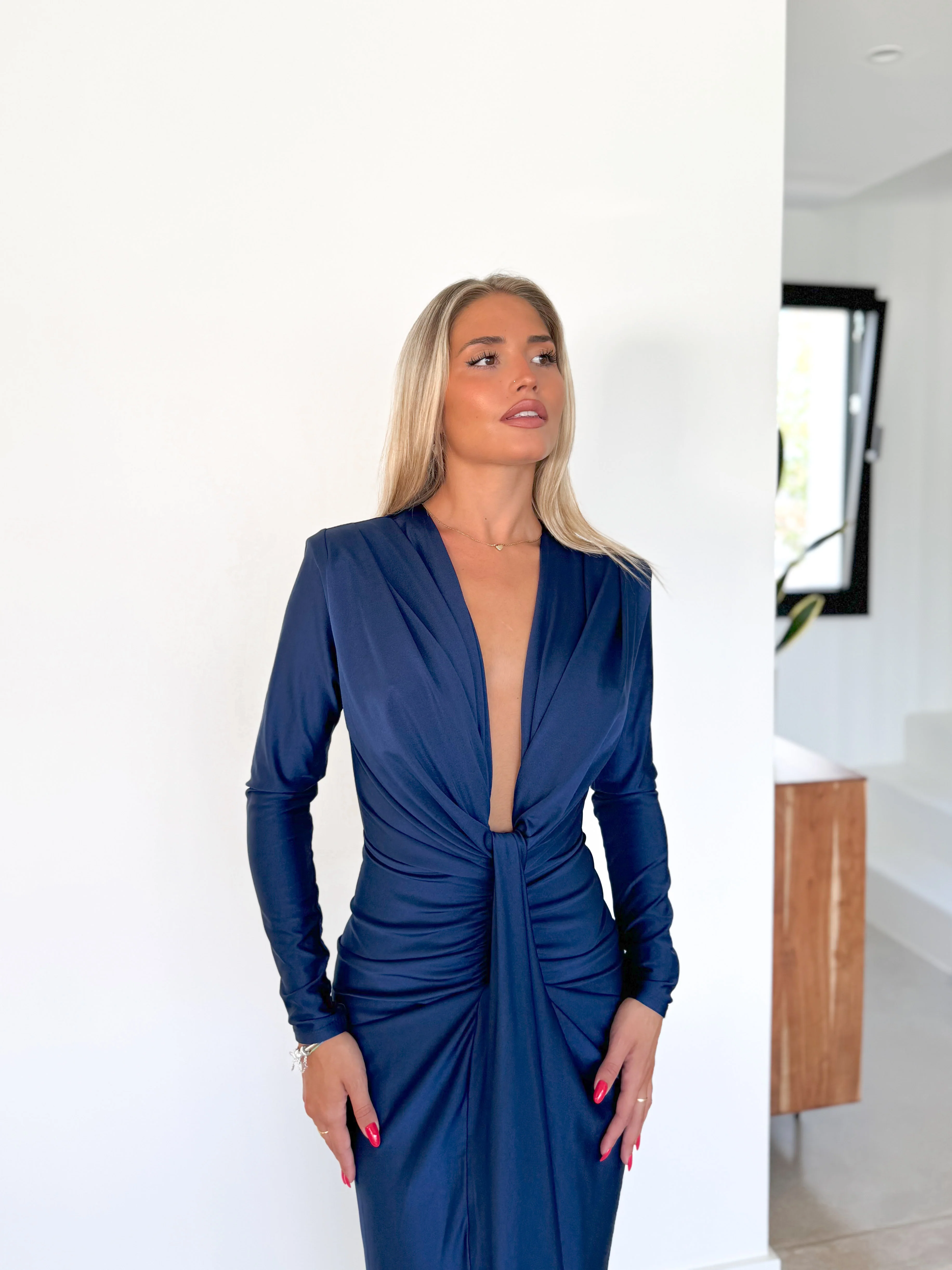 Vestido manga nudo marino - Image 6