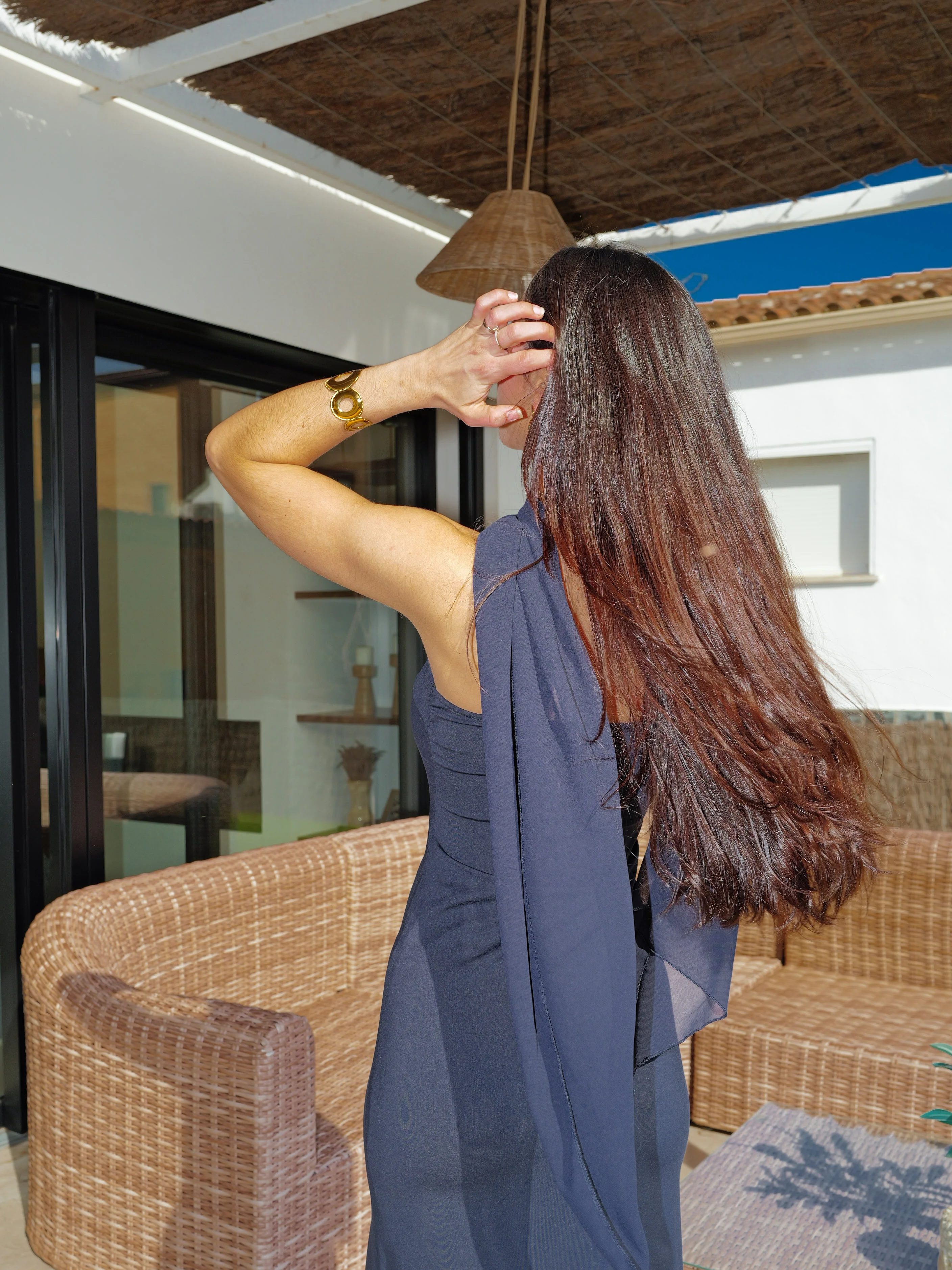 Vestido midi falda asimétrica marino - Image 12