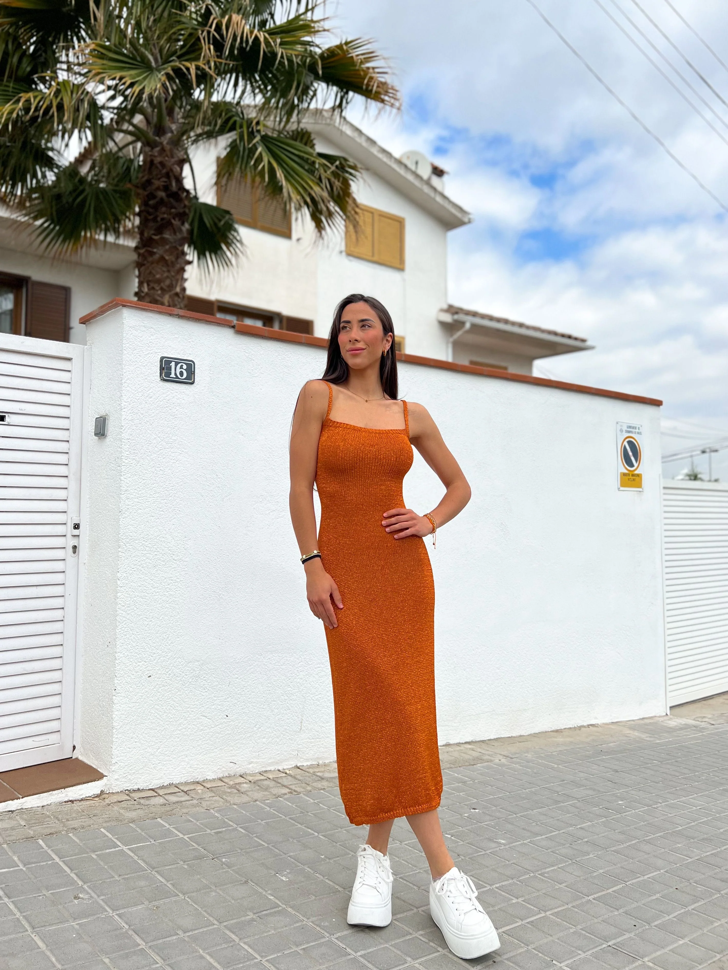 Vestido midi punto naranja - Image 6