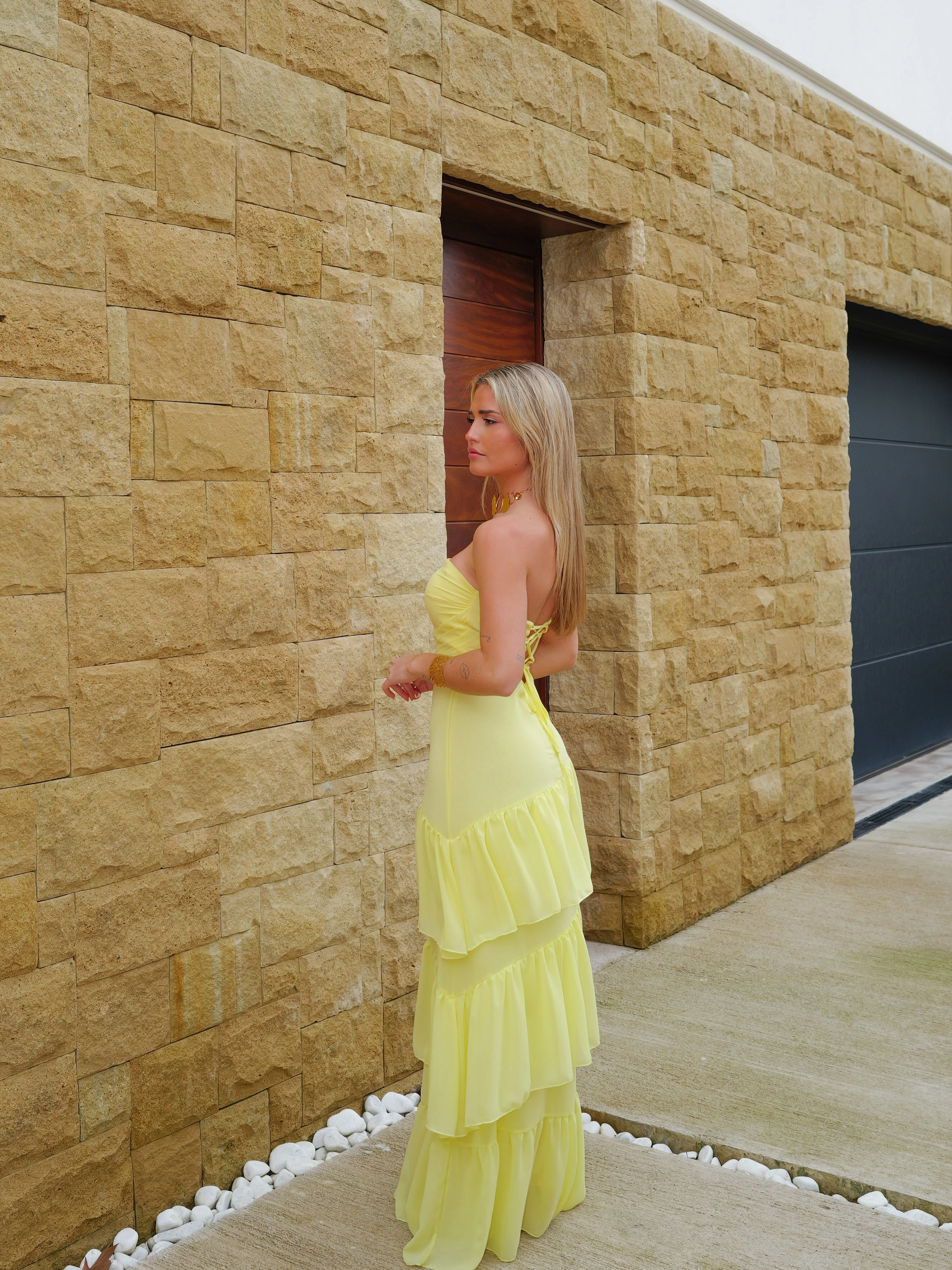 Vestido palabra volantes amarillo - Image 2