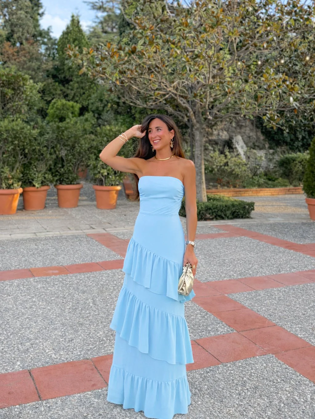 Vestido palabra volantes celeste - Image 2