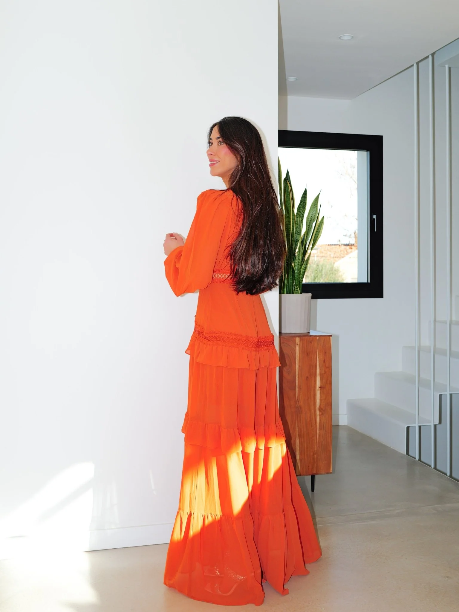 Vestido pico bordado naranja - Image 5